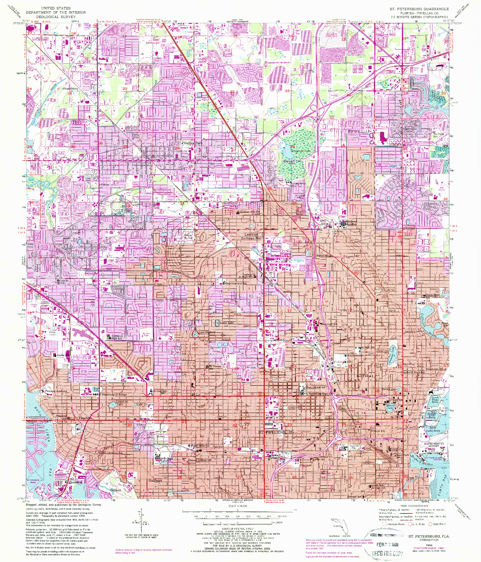 USGS 1:24000-SCALE QUADRANGLE FOR ST. PETERSBURG, FL 1956