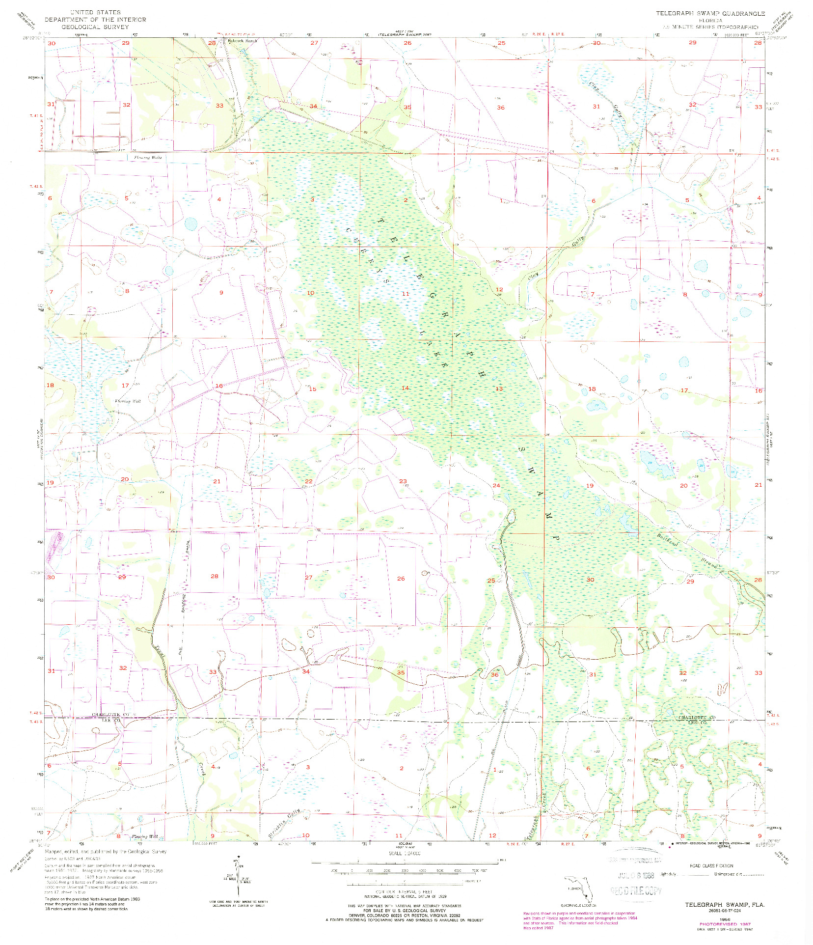 USGS 1:24000-SCALE QUADRANGLE FOR TELEGRAPH SWAMP, FL 1956