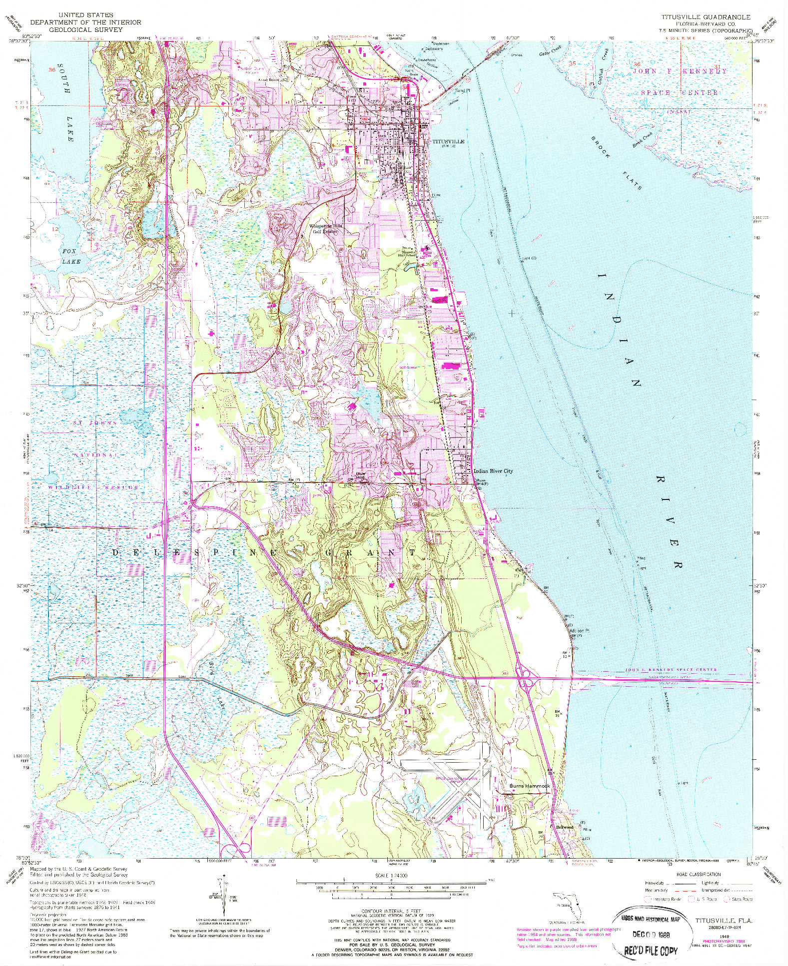 USGS 1:24000-SCALE QUADRANGLE FOR TITUSVILLE, FL 1949