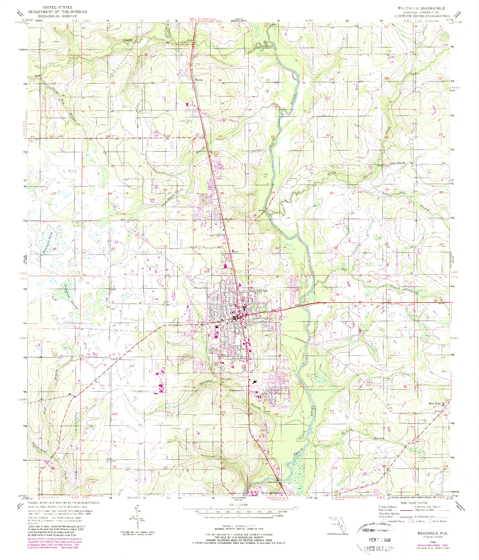 USGS 1:24000-SCALE QUADRANGLE FOR WAUCHULA, FL 1955