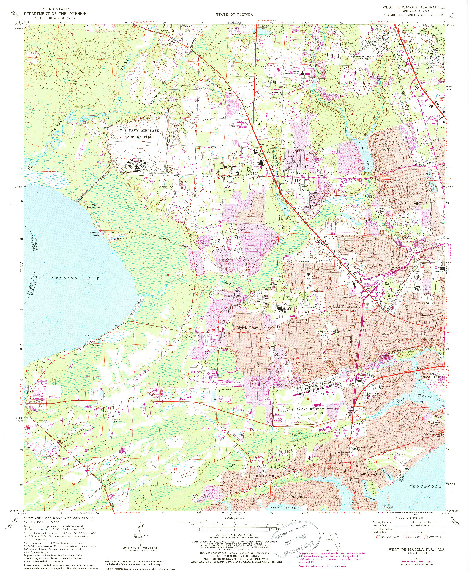 USGS 1:24000-SCALE QUADRANGLE FOR WEST PENSACOLA, FL 1970