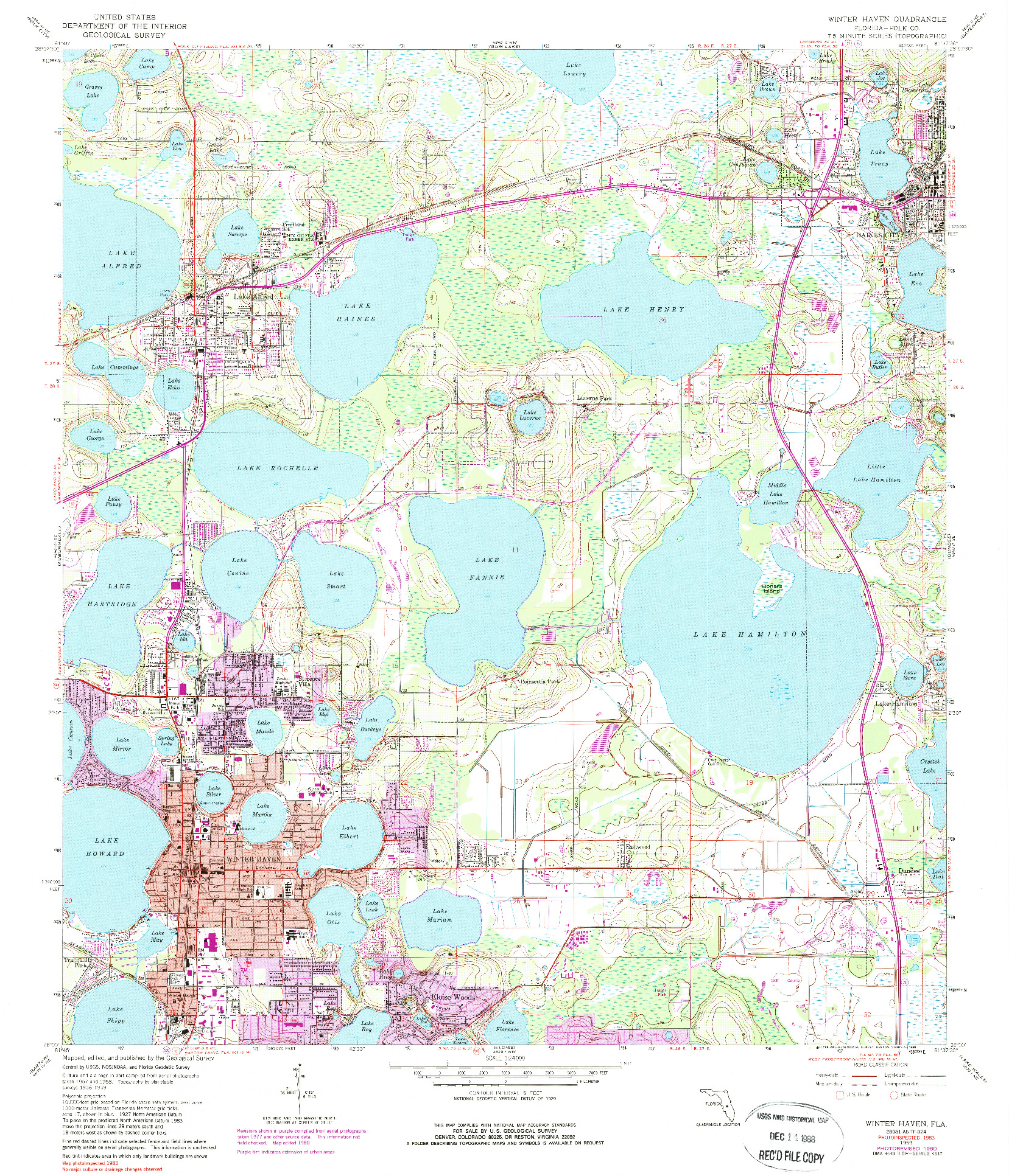 USGS 1:24000-SCALE QUADRANGLE FOR WINTER HAVEN, FL 1959