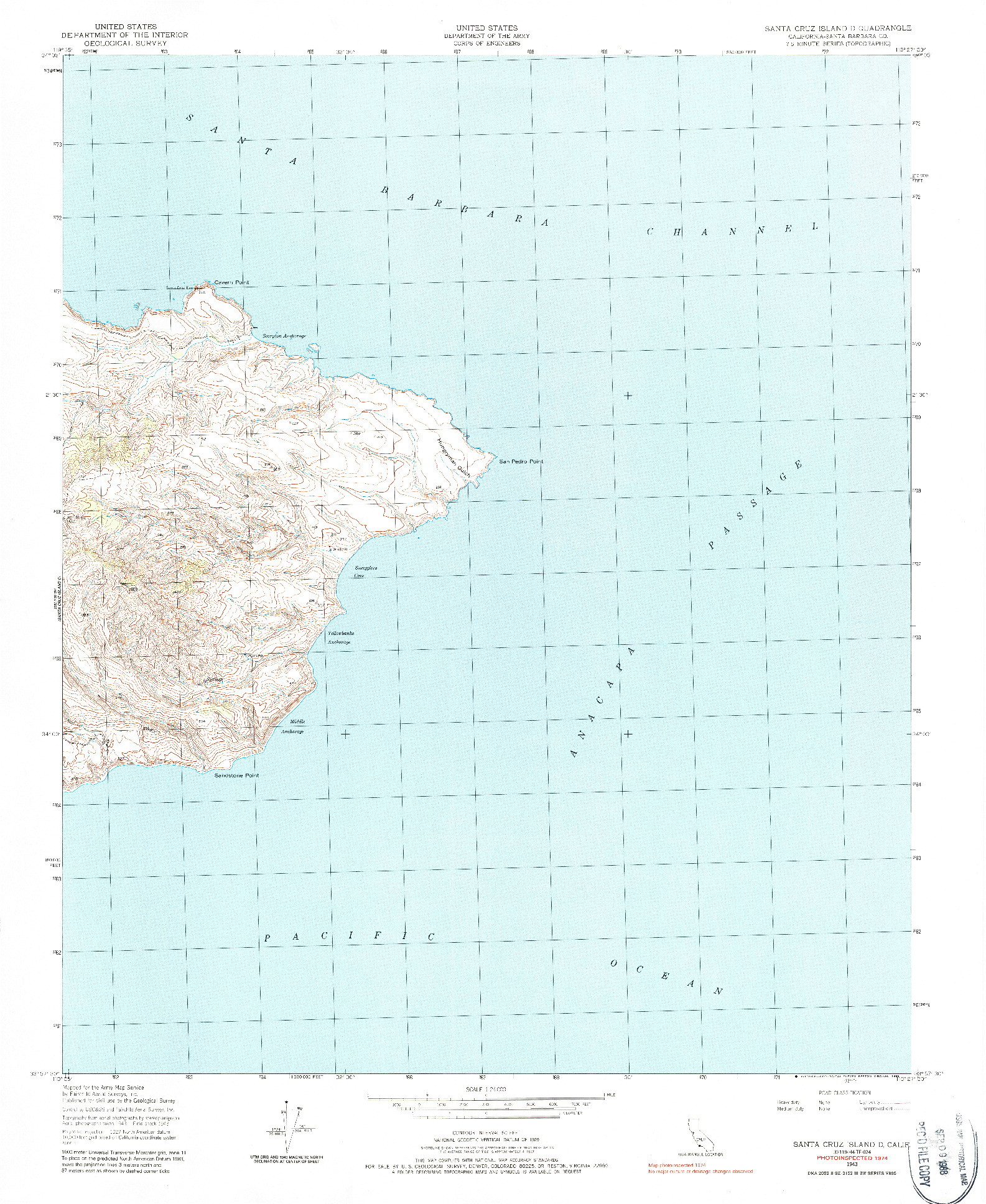 USGS 1:24000-SCALE QUADRANGLE FOR SANTA CRUZ ISLAND D, CA 1943