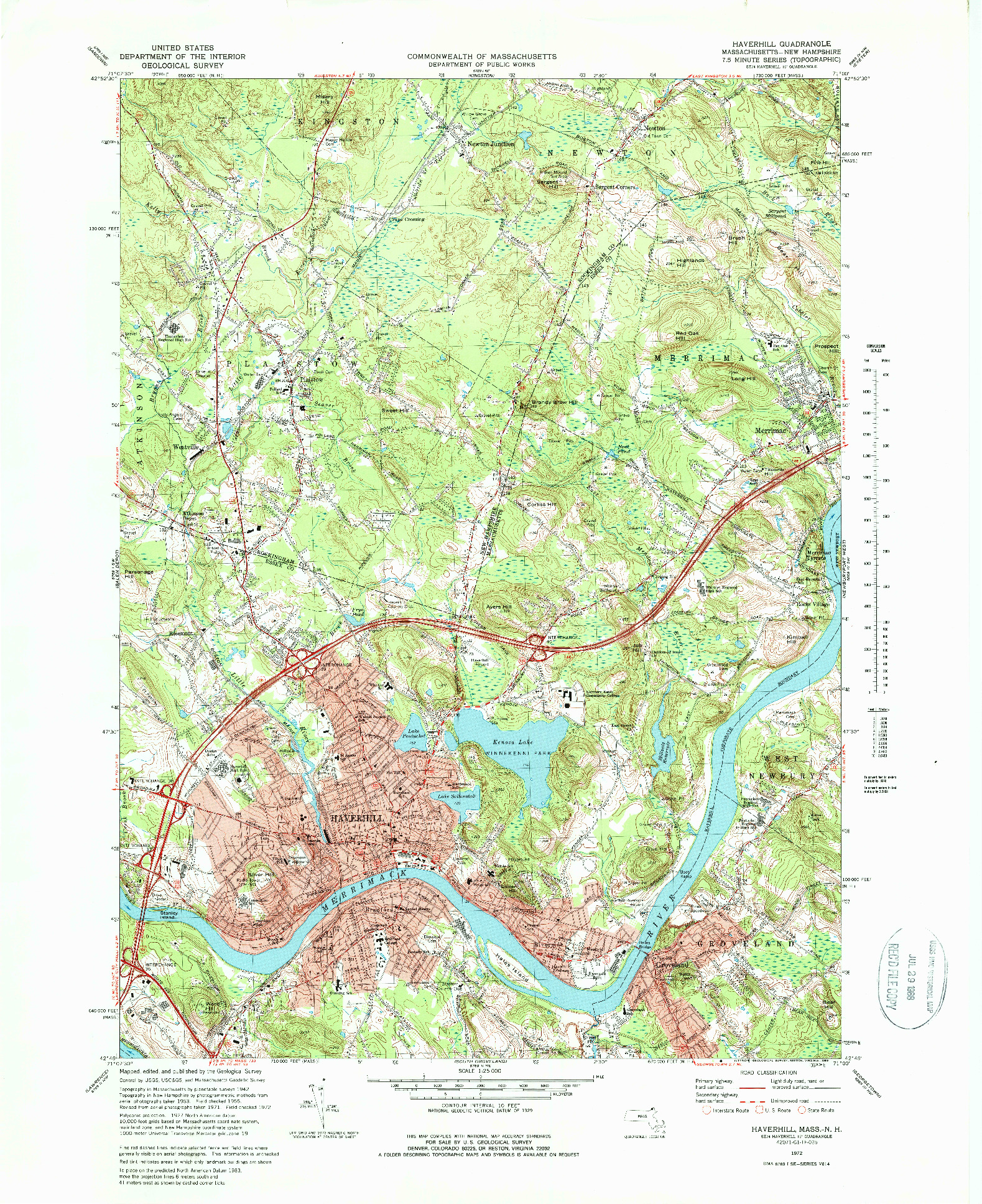 USGS 1:25000-SCALE QUADRANGLE FOR HAVERHILL, MA 1972