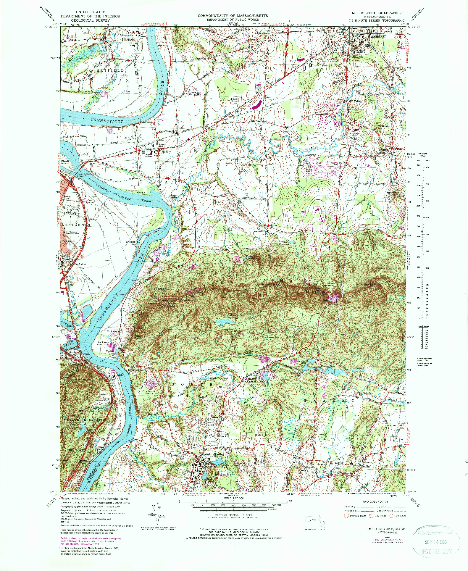 USGS 1:25000-SCALE QUADRANGLE FOR MT HOLYOKE, MA 1964