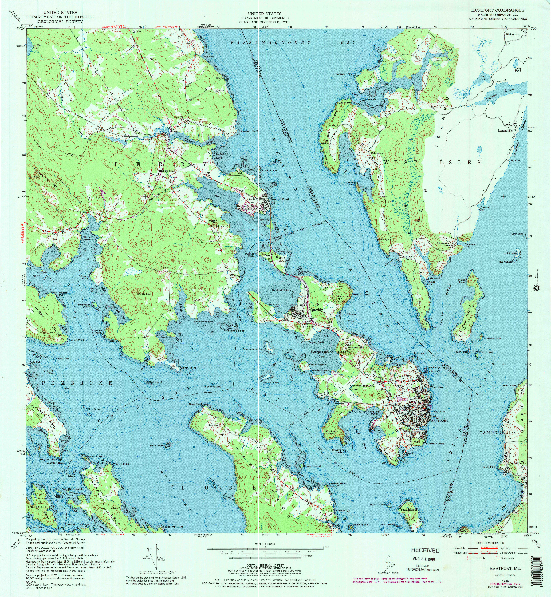 USGS 1:24000-SCALE QUADRANGLE FOR EASTPORT, ME 1949