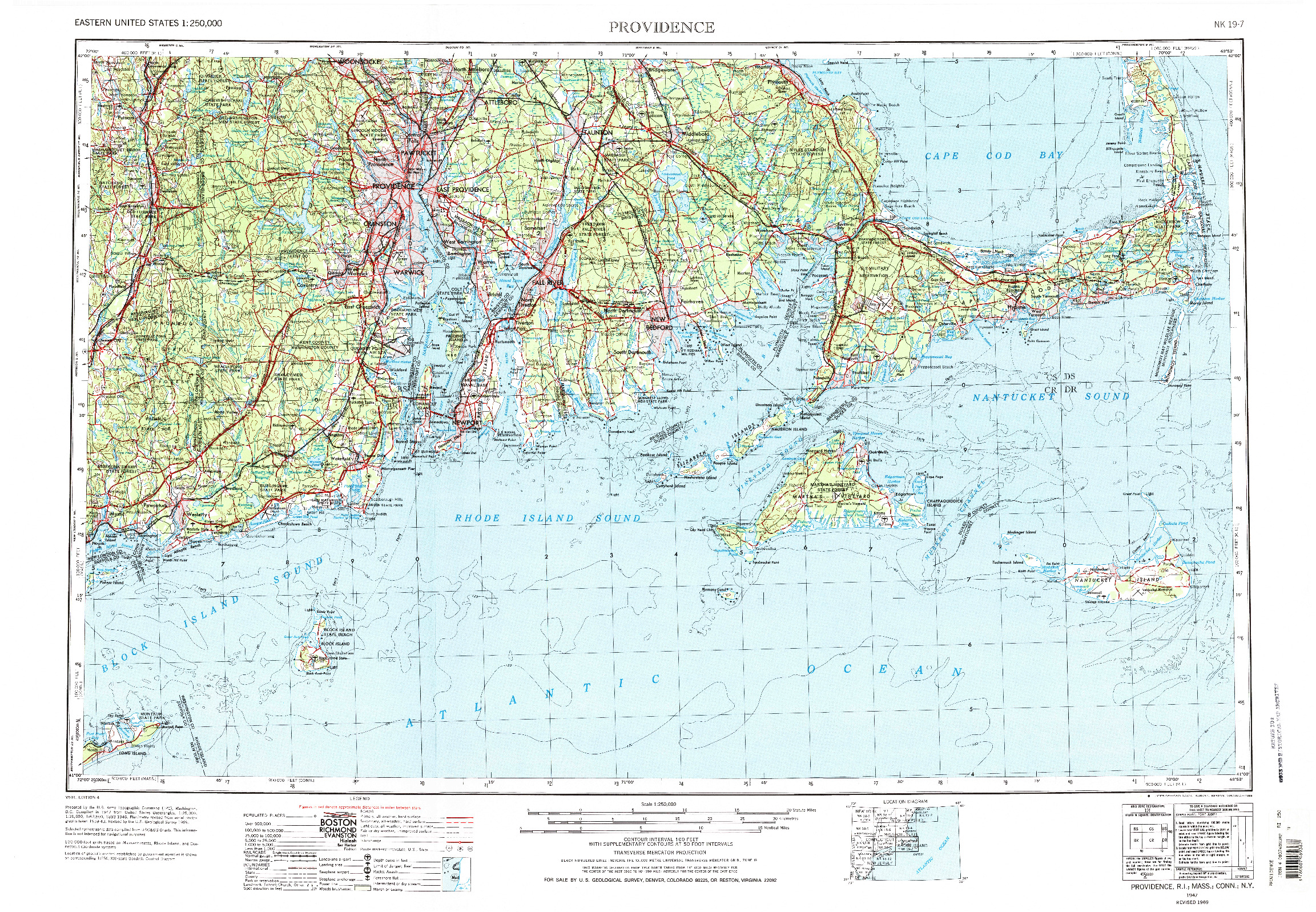 USGS 1:250000-SCALE QUADRANGLE FOR PROVIDENCE, RI 1947