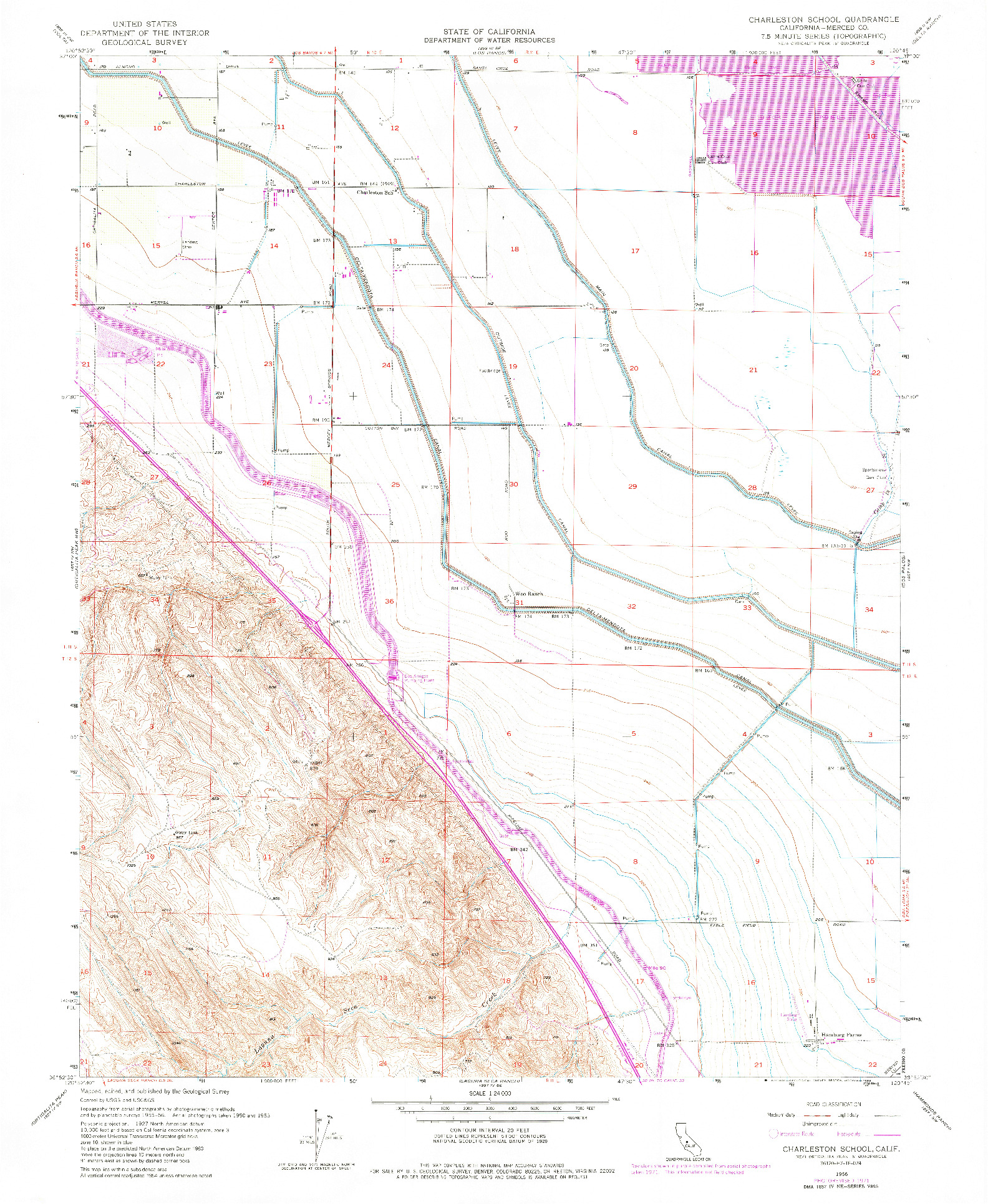 USGS 1:24000-SCALE QUADRANGLE FOR CHARLESTON SCHOOL, CA 1956