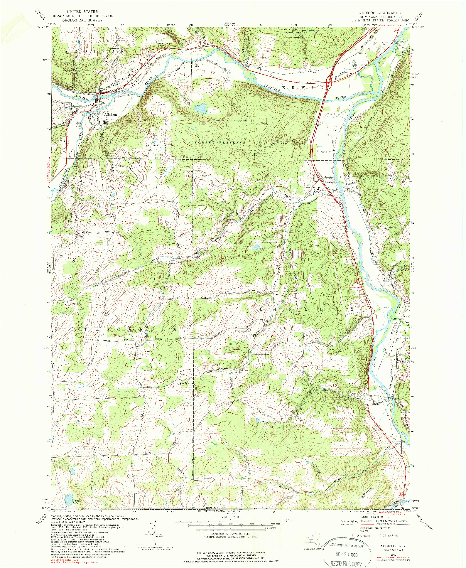 USGS 1:24000-SCALE QUADRANGLE FOR ADDISON, NY 1969