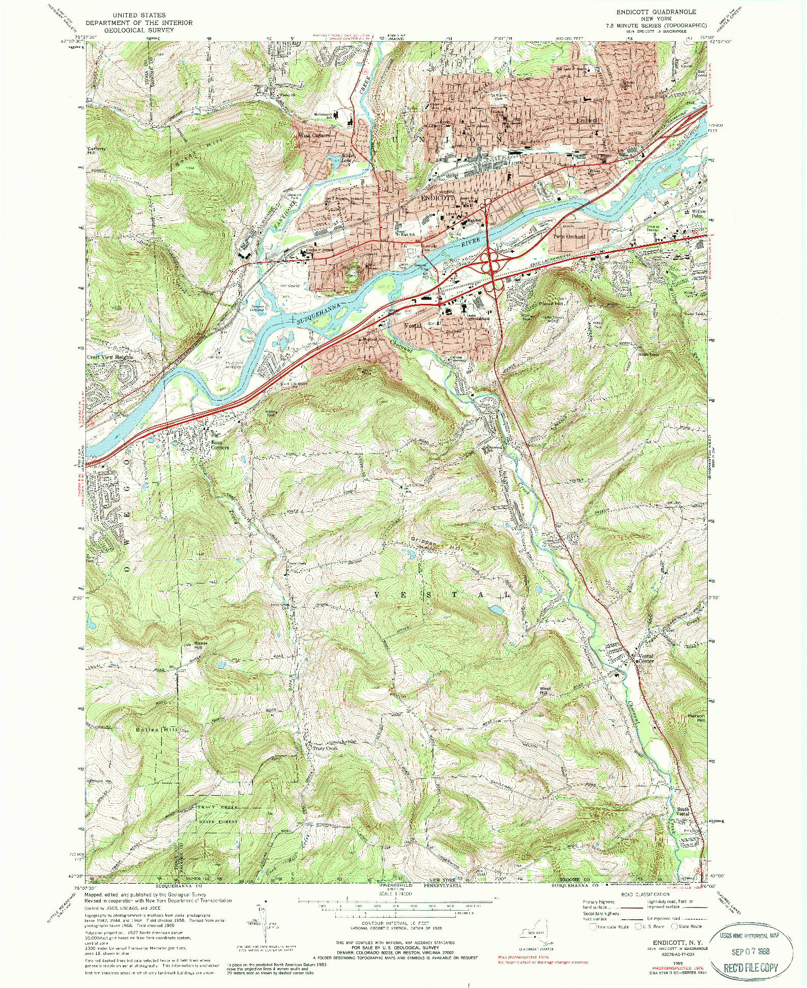 USGS 1:24000-SCALE QUADRANGLE FOR ENDICOTT, NY 1969