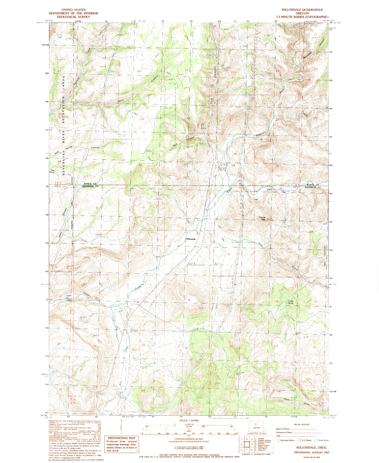 USGS 1:24000-SCALE QUADRANGLE FOR WILLOWDALE, OR 1987