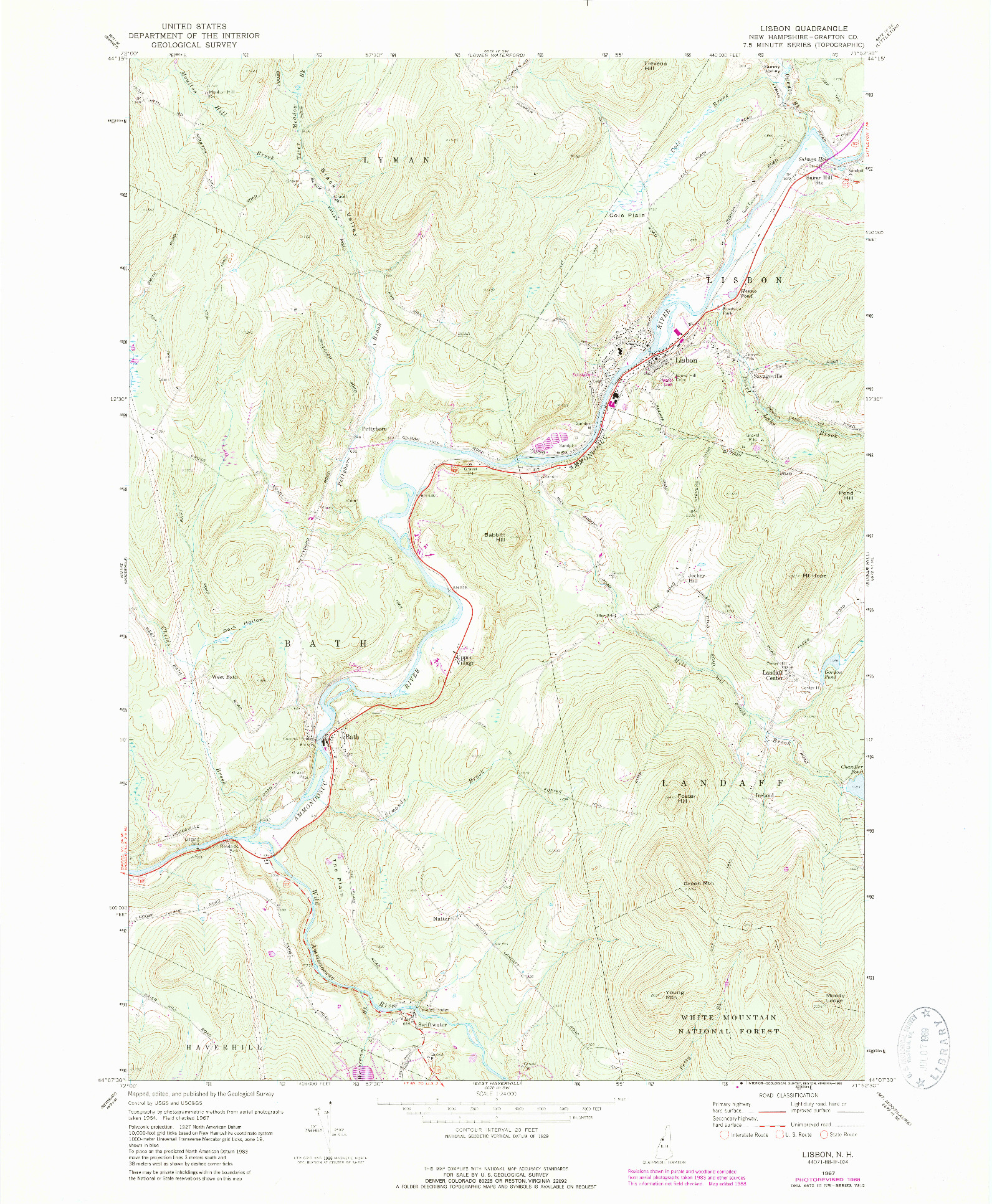 USGS 1:24000-SCALE QUADRANGLE FOR LISBON, NH 1967