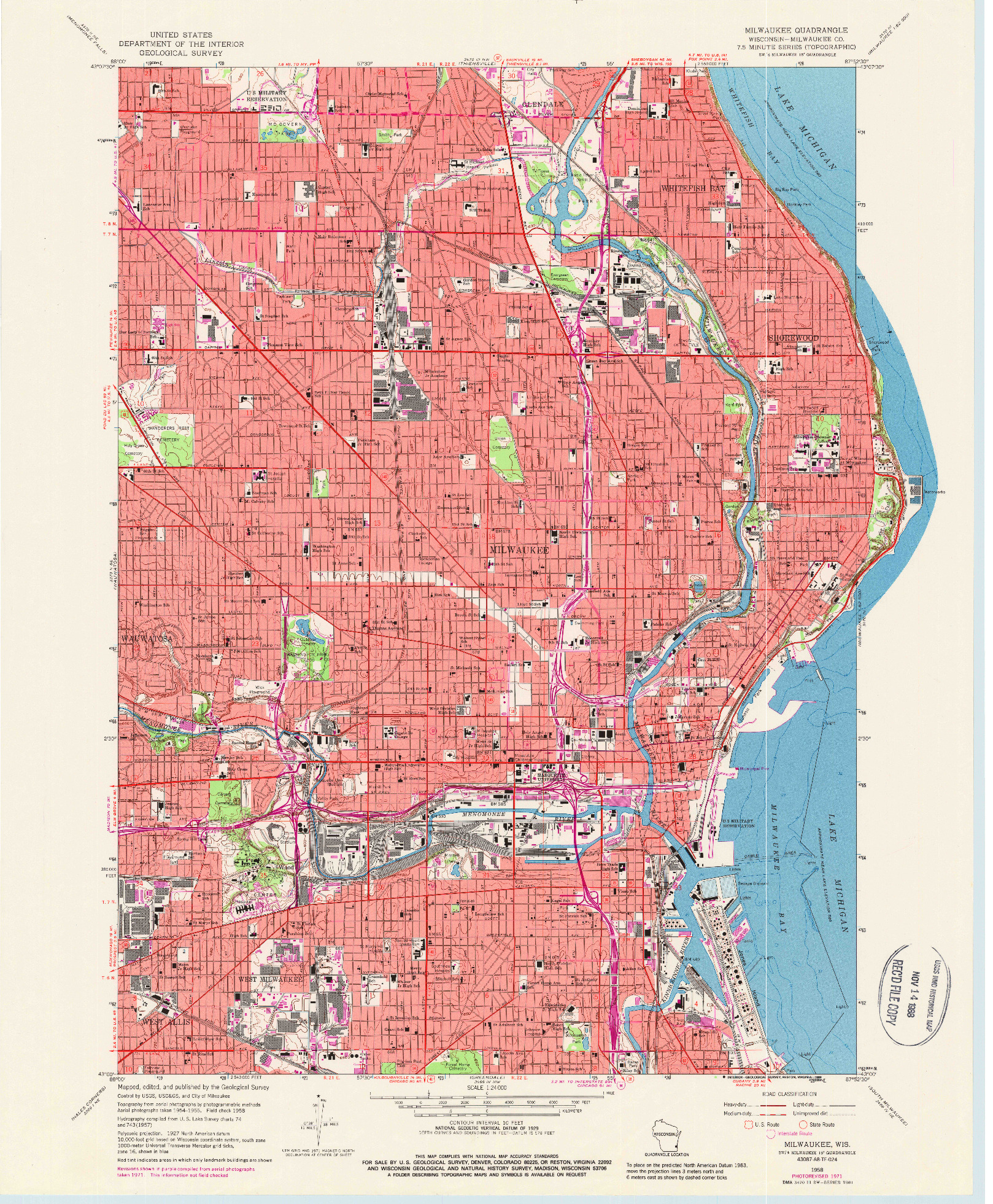 USGS 1:24000-SCALE QUADRANGLE FOR MILWAUKEE, WI 1958