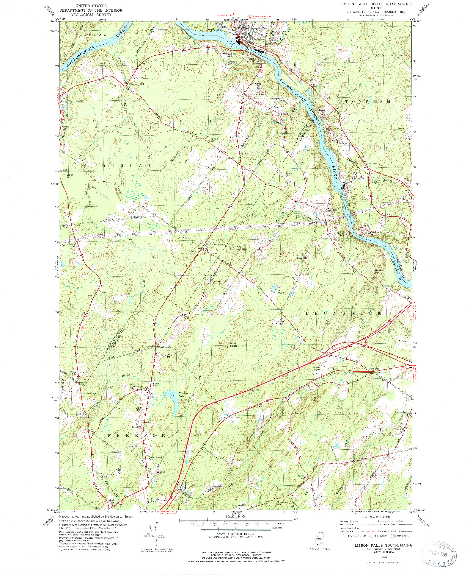 USGS 1:24000-SCALE QUADRANGLE FOR LISBON FALLS SOUTH, ME 1979