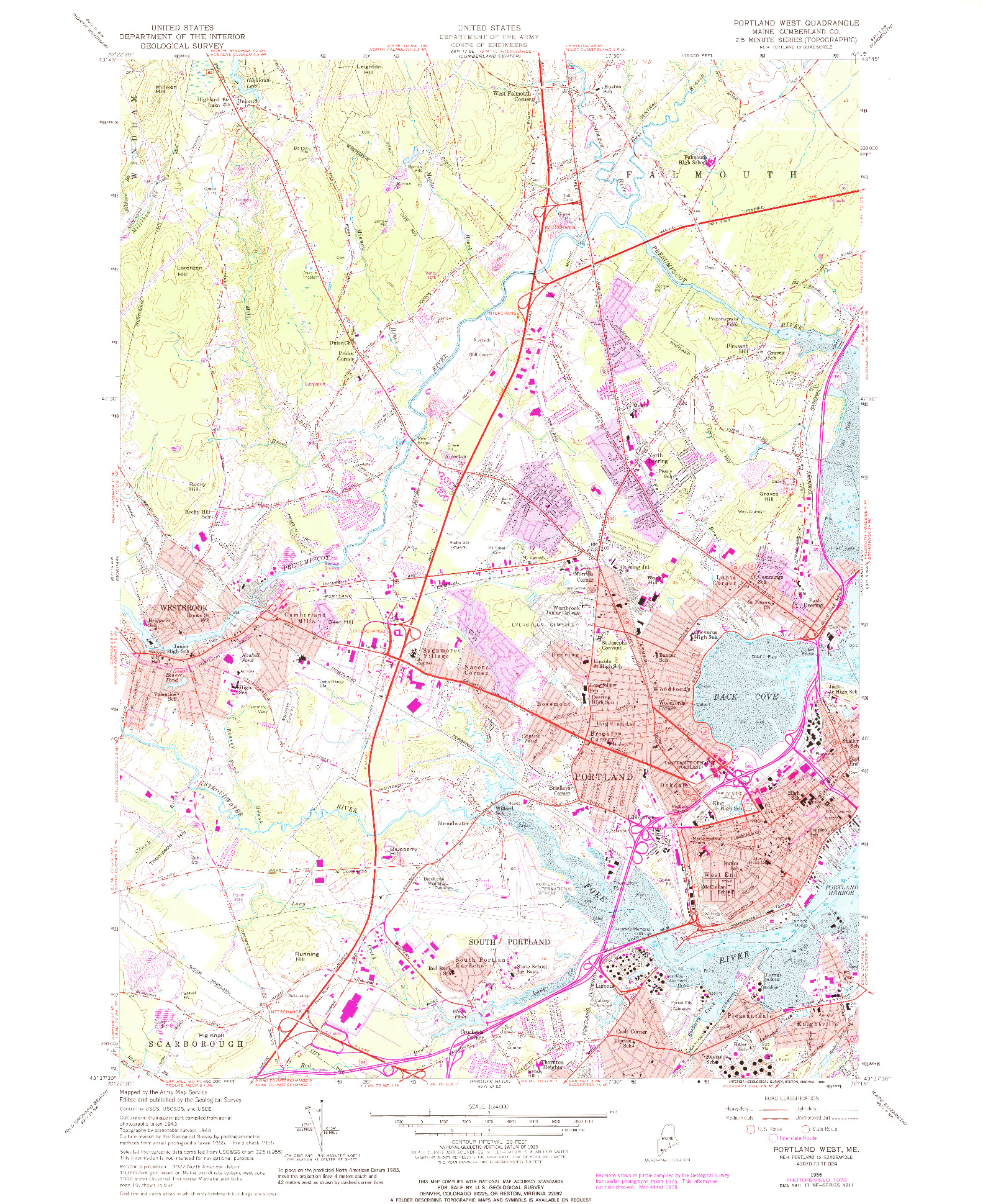 USGS 1:24000-SCALE QUADRANGLE FOR PORTLAND WEST, ME 1956