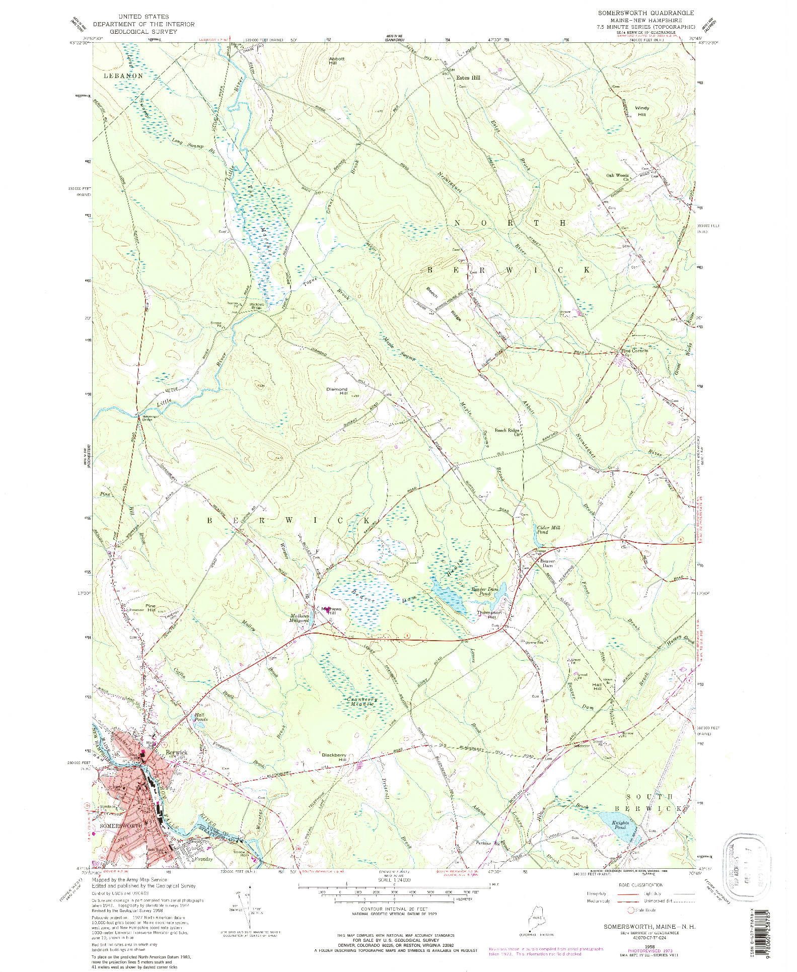 USGS 1:24000-SCALE QUADRANGLE FOR SOMERSWORTH, ME 1958