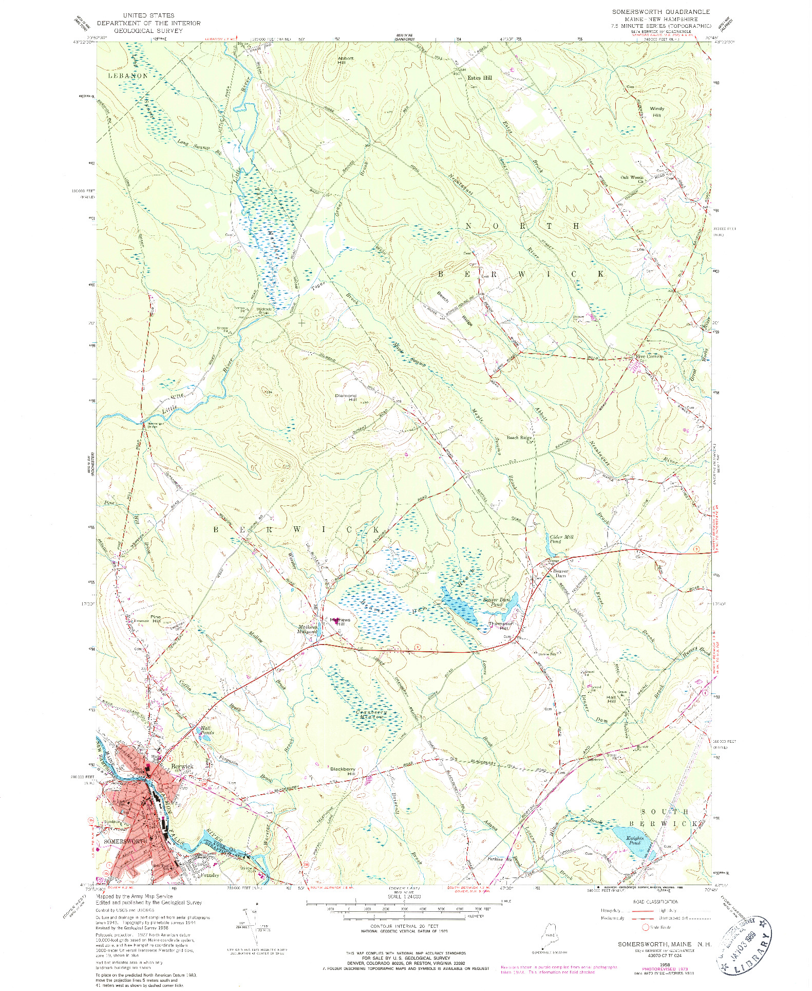 USGS 1:24000-SCALE QUADRANGLE FOR SOMERSWORTH, ME 1958