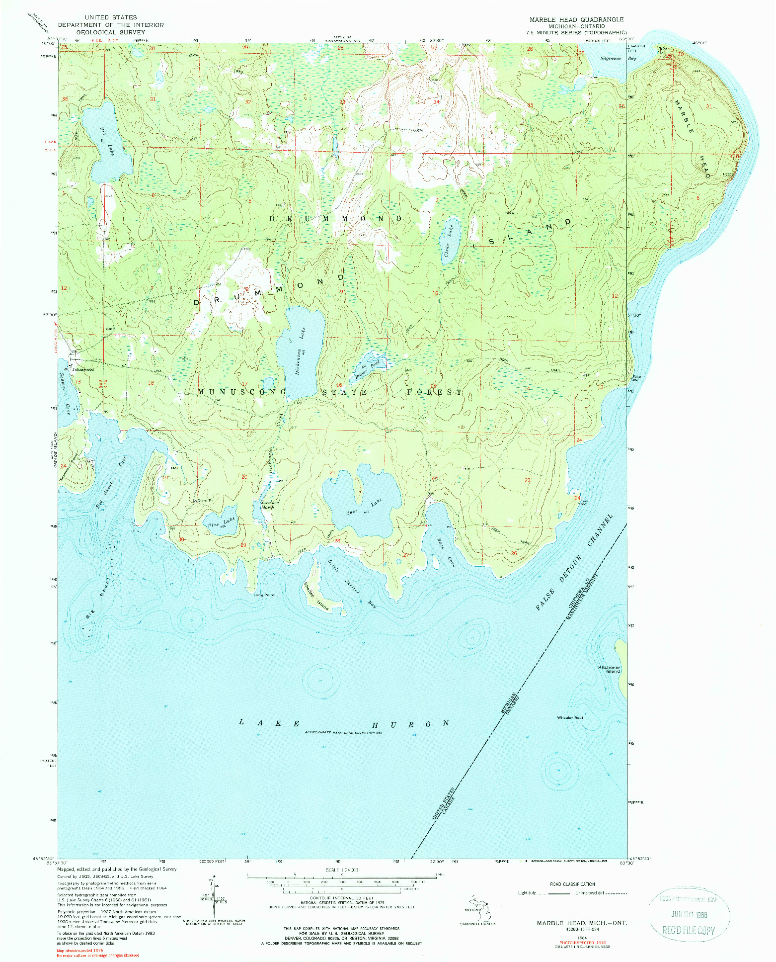 USGS 1:24000-SCALE QUADRANGLE FOR MARBLE HEAD, MI 1964