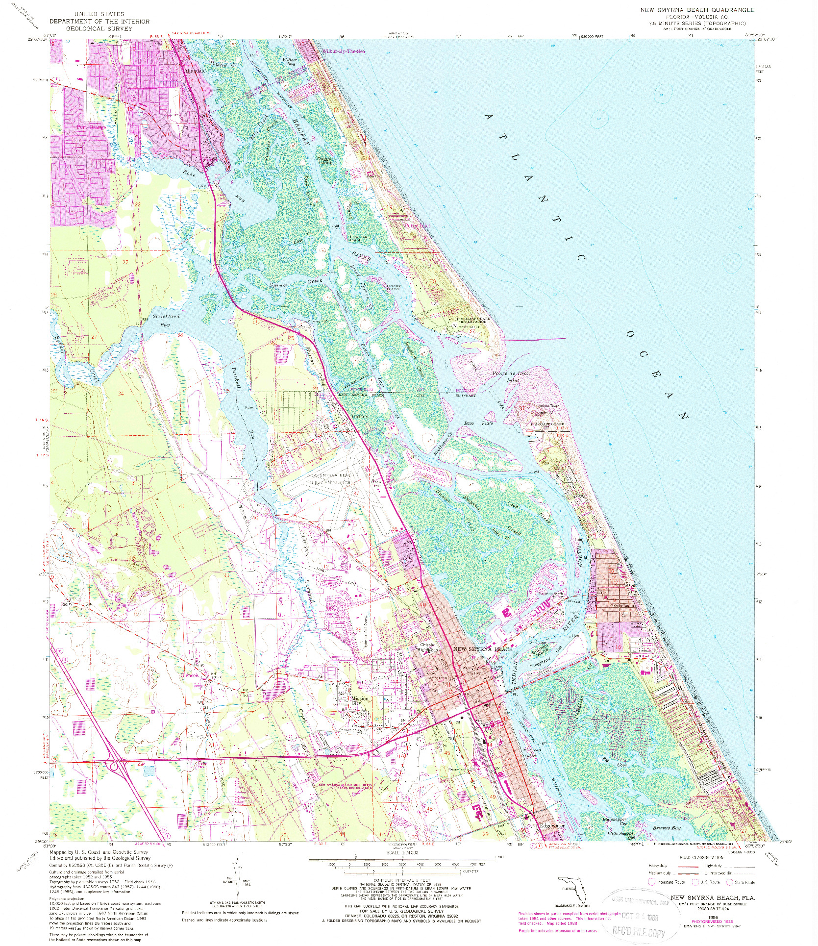 USGS 1:24000-SCALE QUADRANGLE FOR NEW SMYRNA BEACH, FL 1956