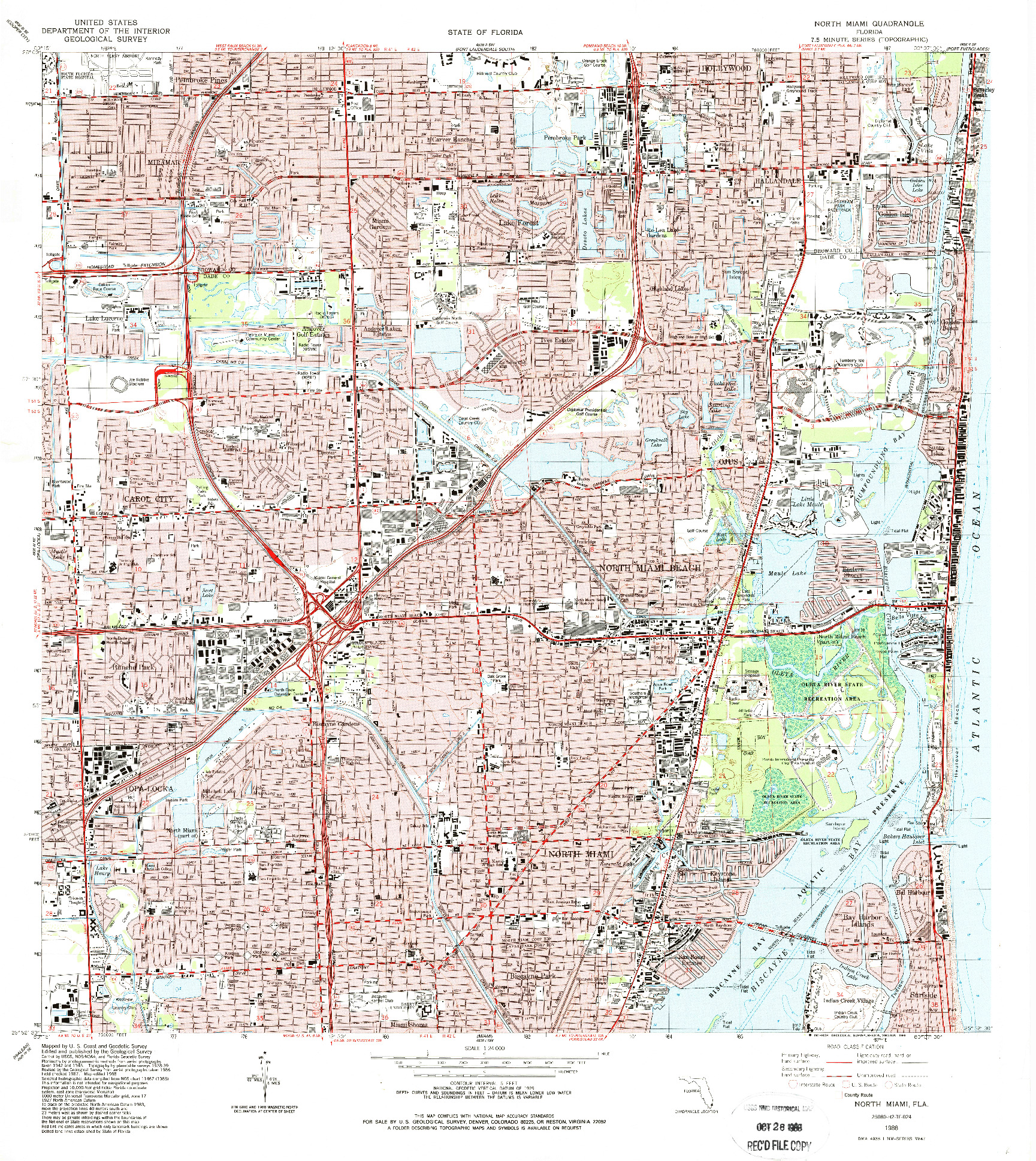 USGS 1:24000-SCALE QUADRANGLE FOR NORTH MIAMI, FL 1988