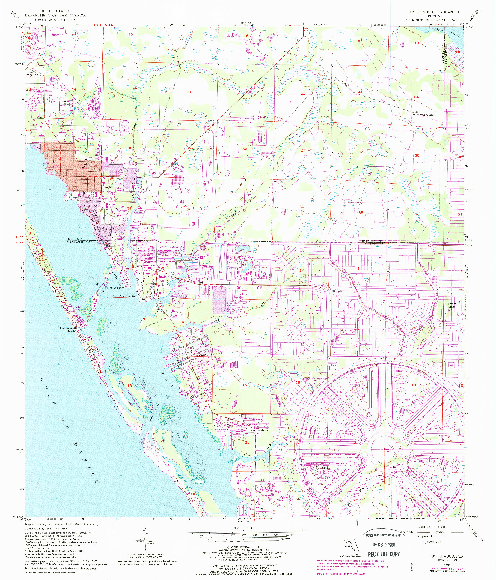 USGS 1:24000-SCALE QUADRANGLE FOR ENGLEWOOD, FL 1956