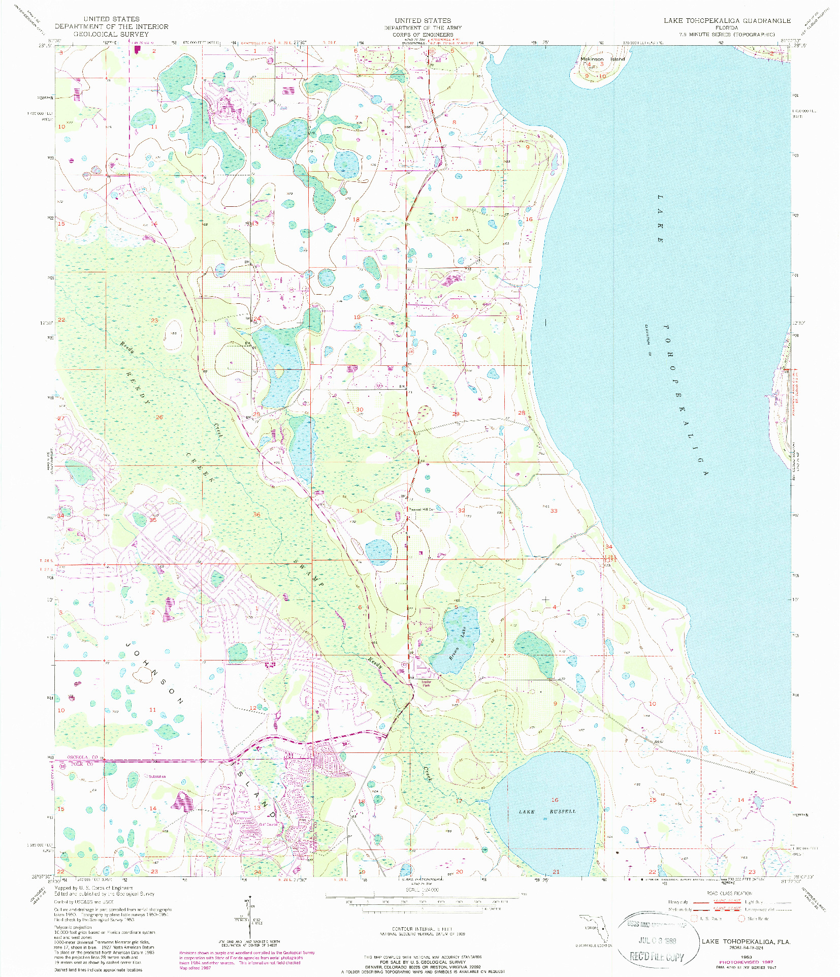 USGS 1:24000-SCALE QUADRANGLE FOR LAKE TOHOPEKALIGA, FL 1953