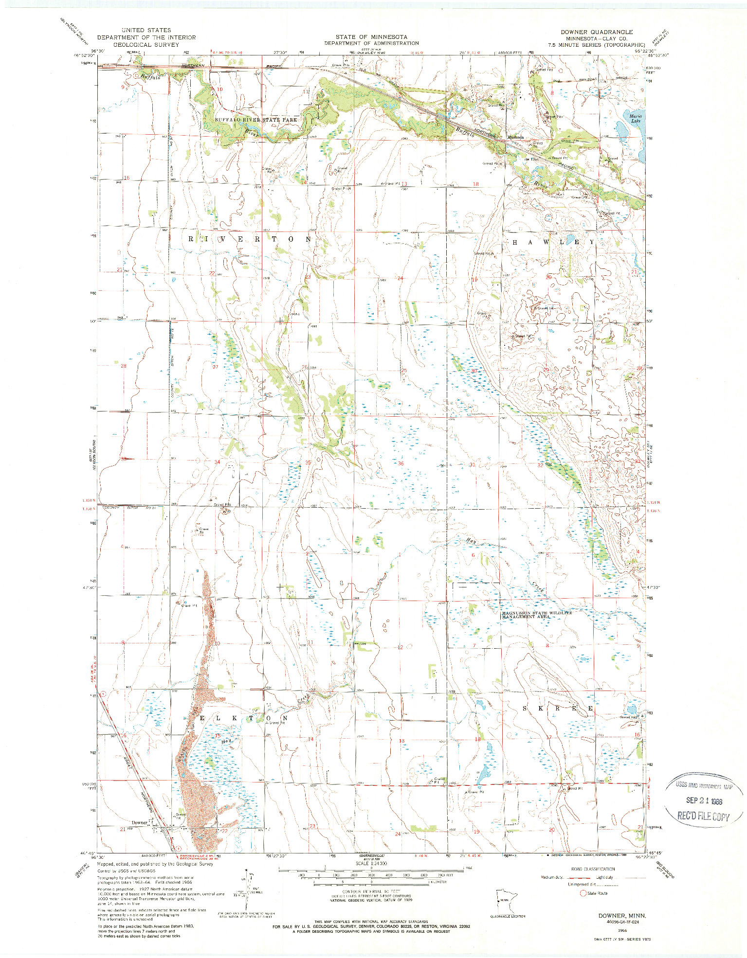USGS 1:24000-SCALE QUADRANGLE FOR DOWNER, MN 1966