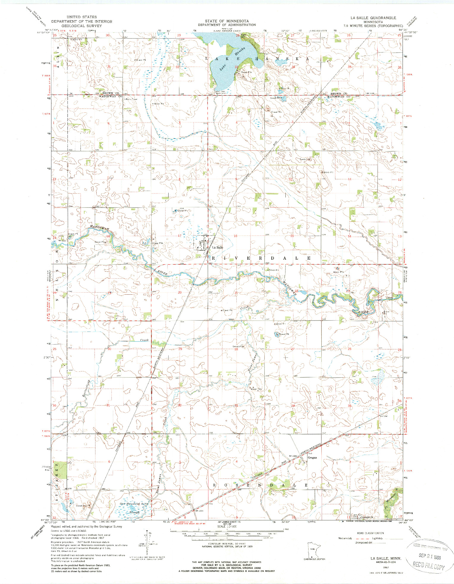 USGS 1:24000-SCALE QUADRANGLE FOR LA SALLE, MN 1967