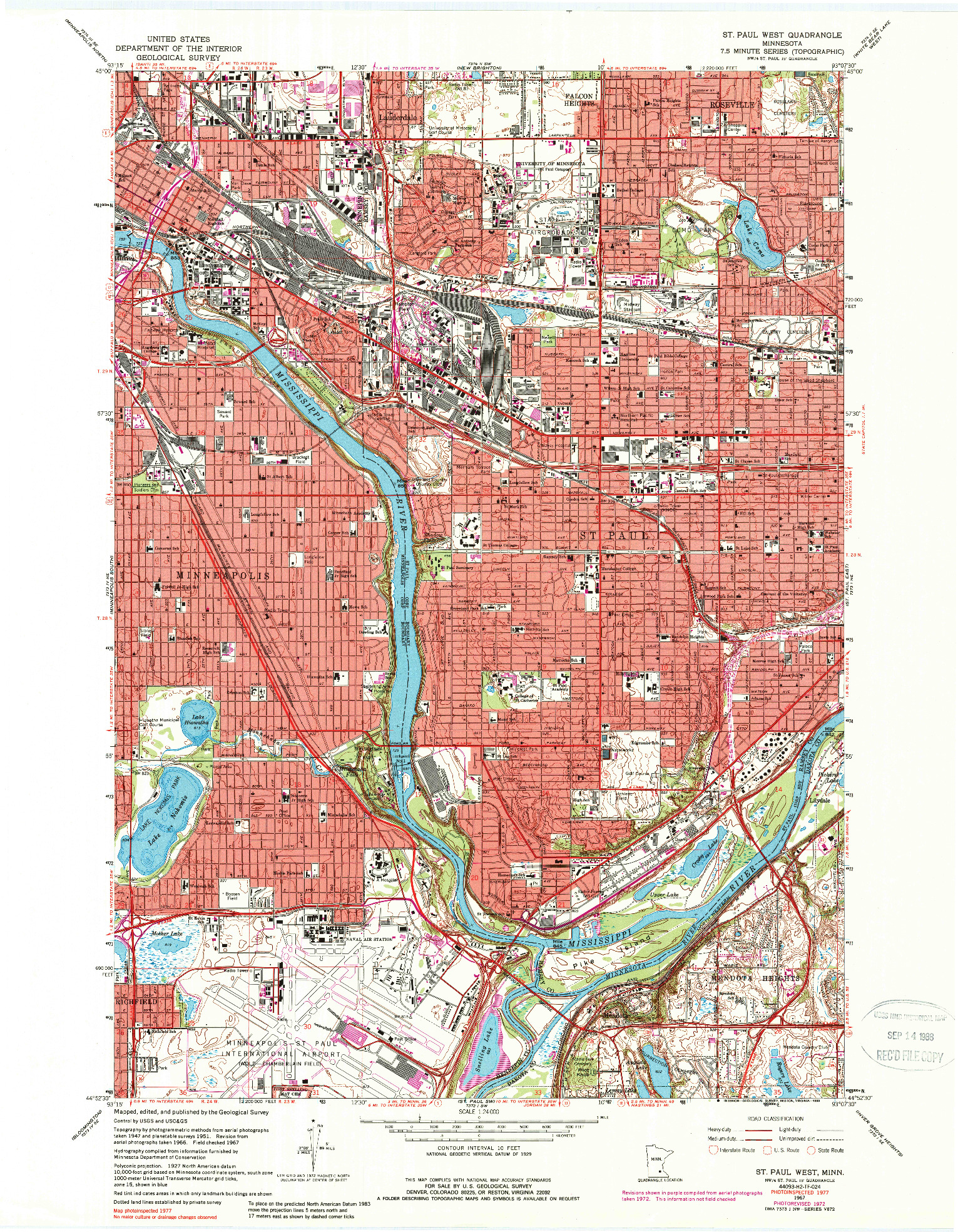 USGS 1:24000-SCALE QUADRANGLE FOR ST. PAUL WEST, MN 1967