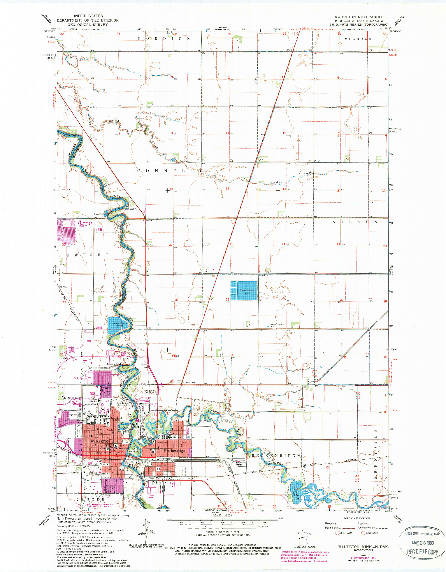 USGS 1:24000-SCALE QUADRANGLE FOR WAHPETON, MN 1964