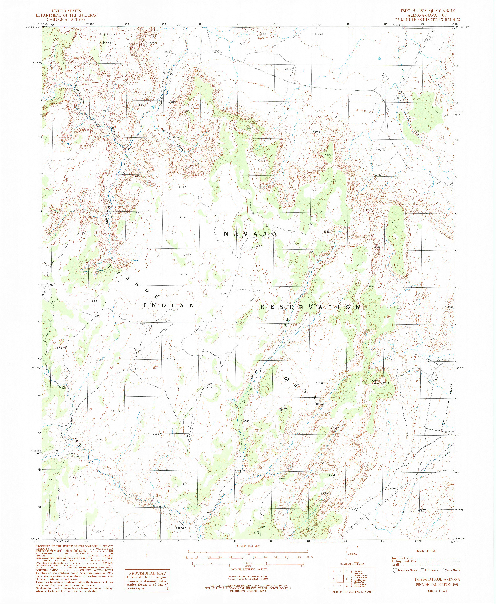 USGS 1:24000-SCALE QUADRANGLE FOR TSEYI-HATSOSI, AZ 1988
