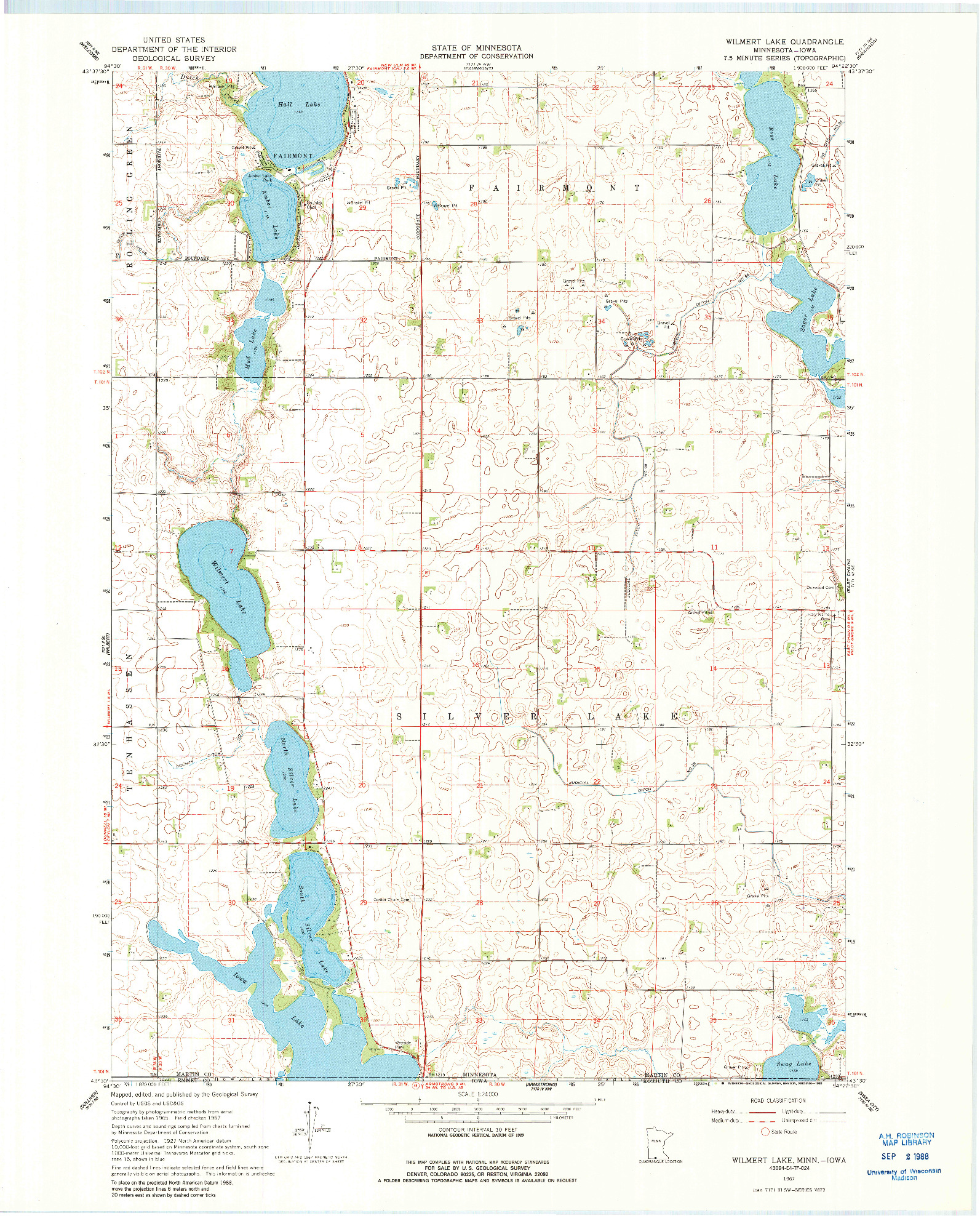 USGS 1:24000-SCALE QUADRANGLE FOR WILMERT LAKE, MN 1967