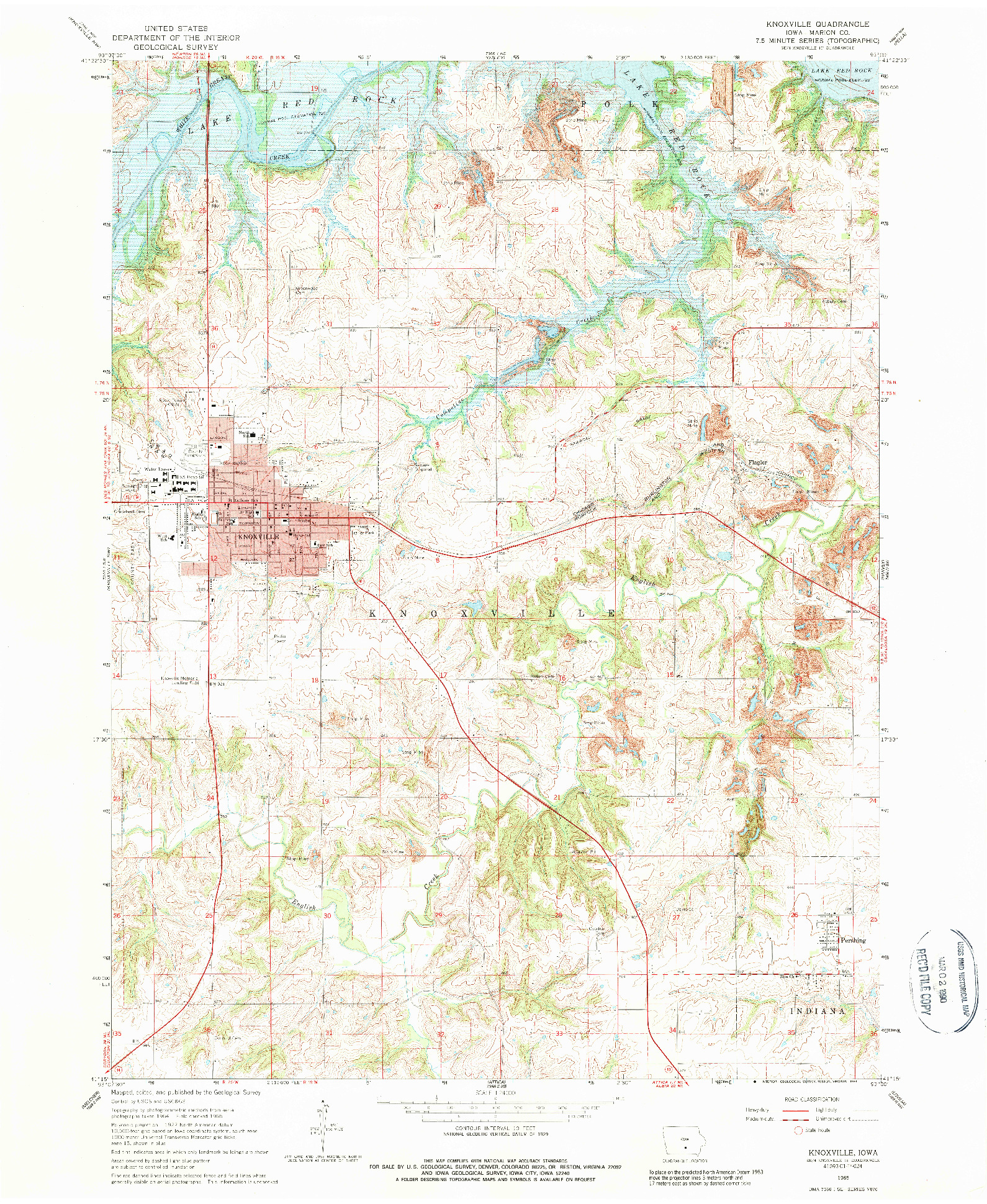 USGS 1:24000-SCALE QUADRANGLE FOR KNOXVILLE, IA 1965