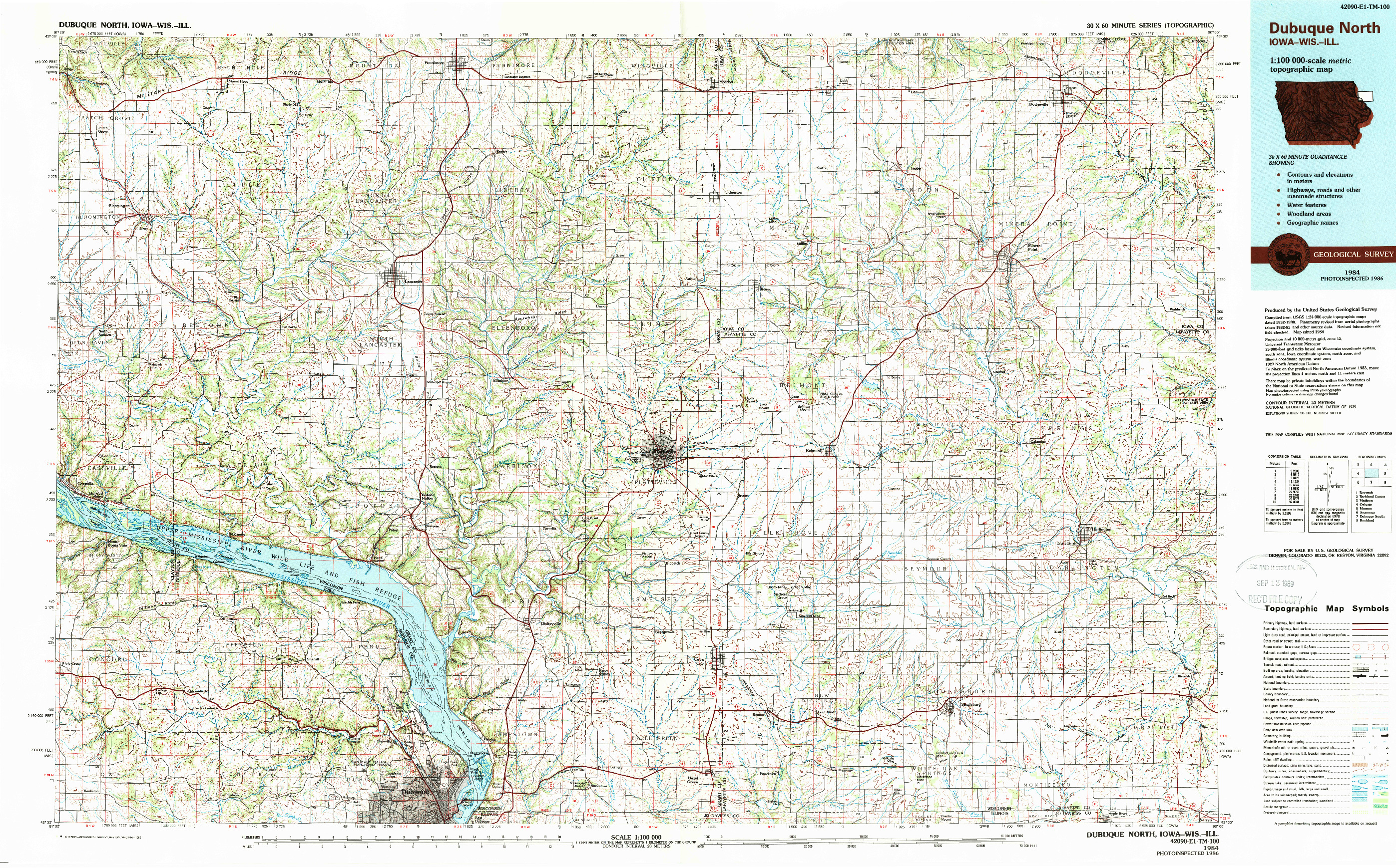 USGS 1:100000-SCALE QUADRANGLE FOR DUBUQUE NORTH, IA 1984