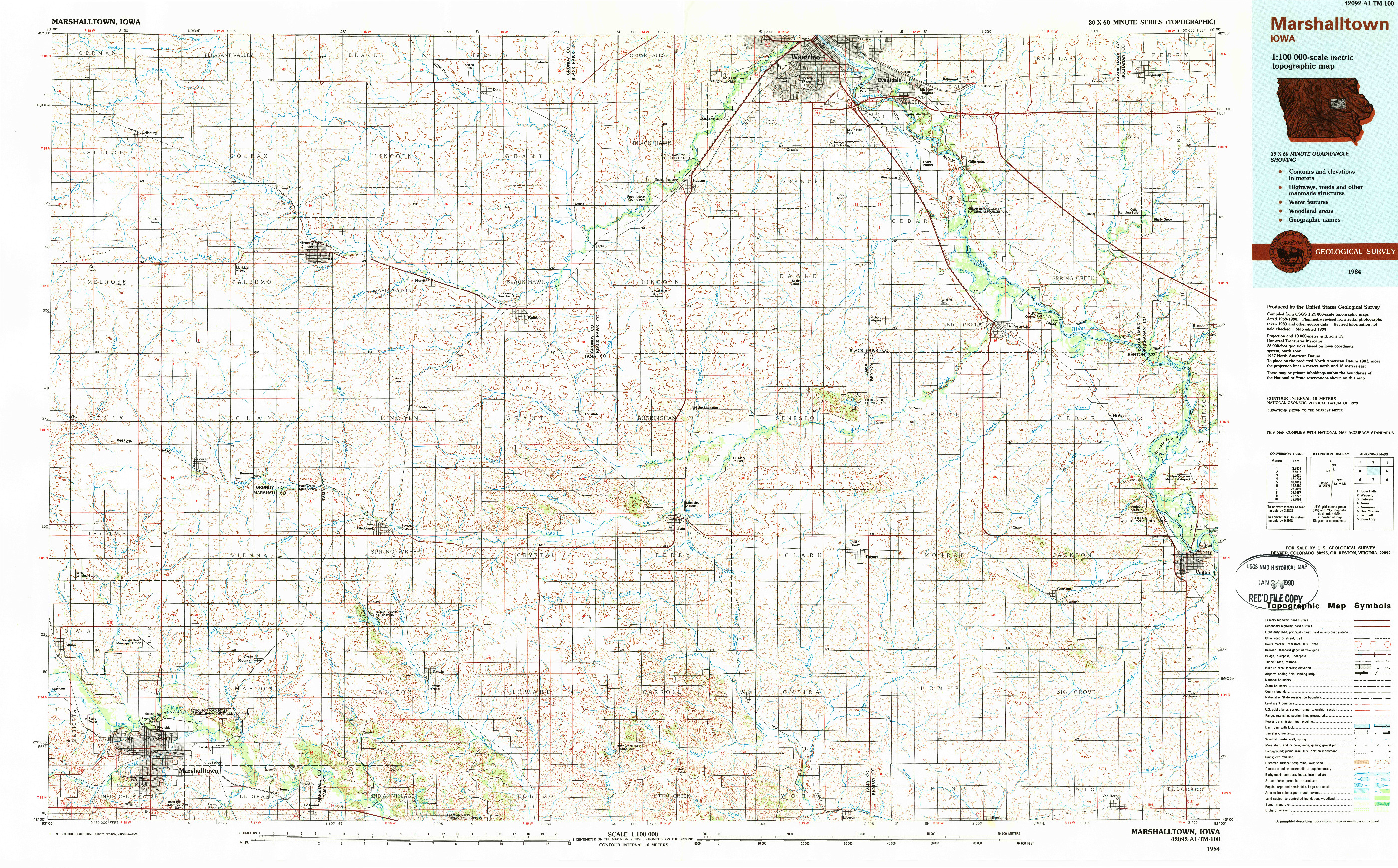 USGS 1:100000-SCALE QUADRANGLE FOR MARSHALLTOWN, IA 1984