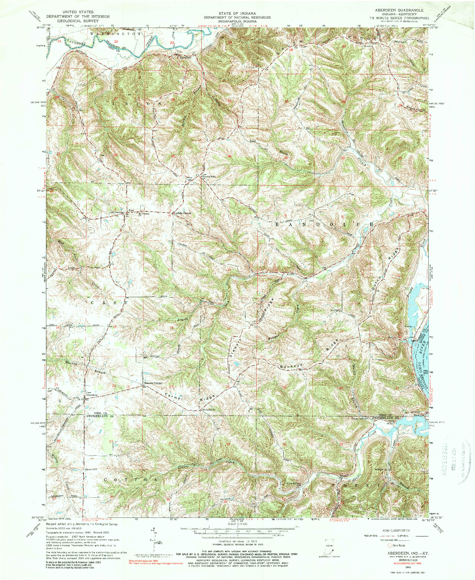 USGS 1:24000-SCALE QUADRANGLE FOR ABERDEEN, IN 1965