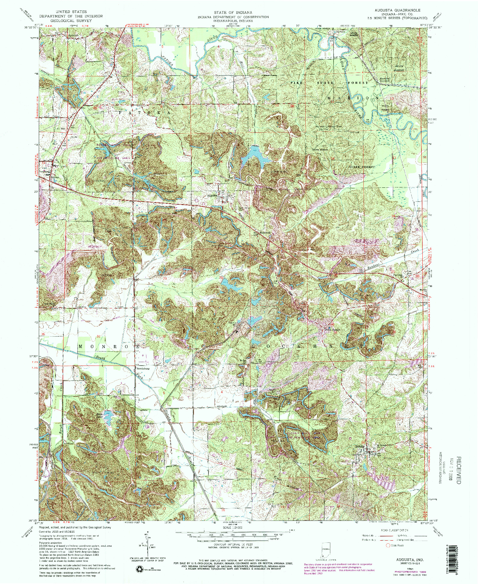 USGS 1:24000-SCALE QUADRANGLE FOR AUGUSTA, IN 1961
