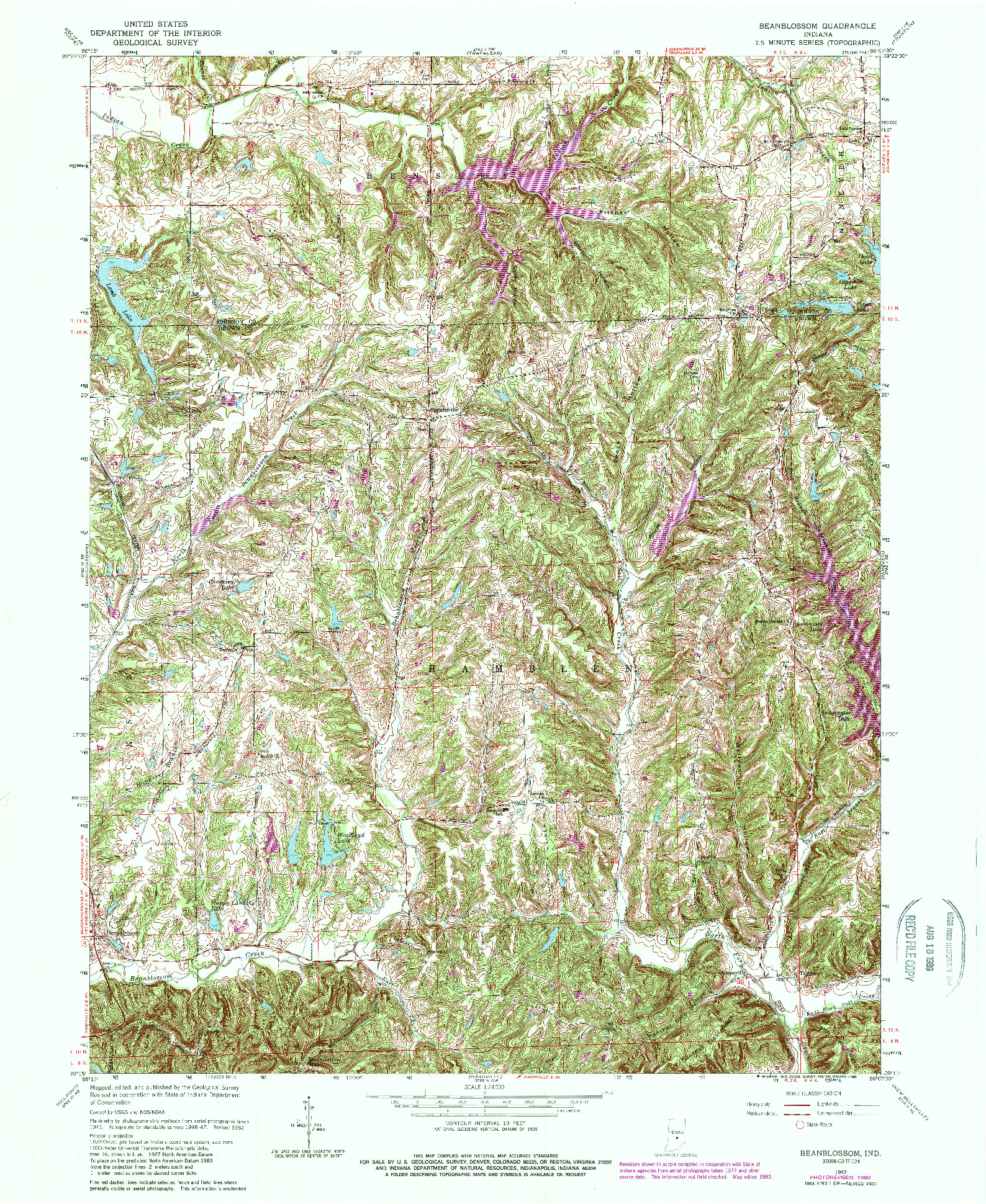 USGS 1:24000-SCALE QUADRANGLE FOR BEANBLOSSOM, IN 1962