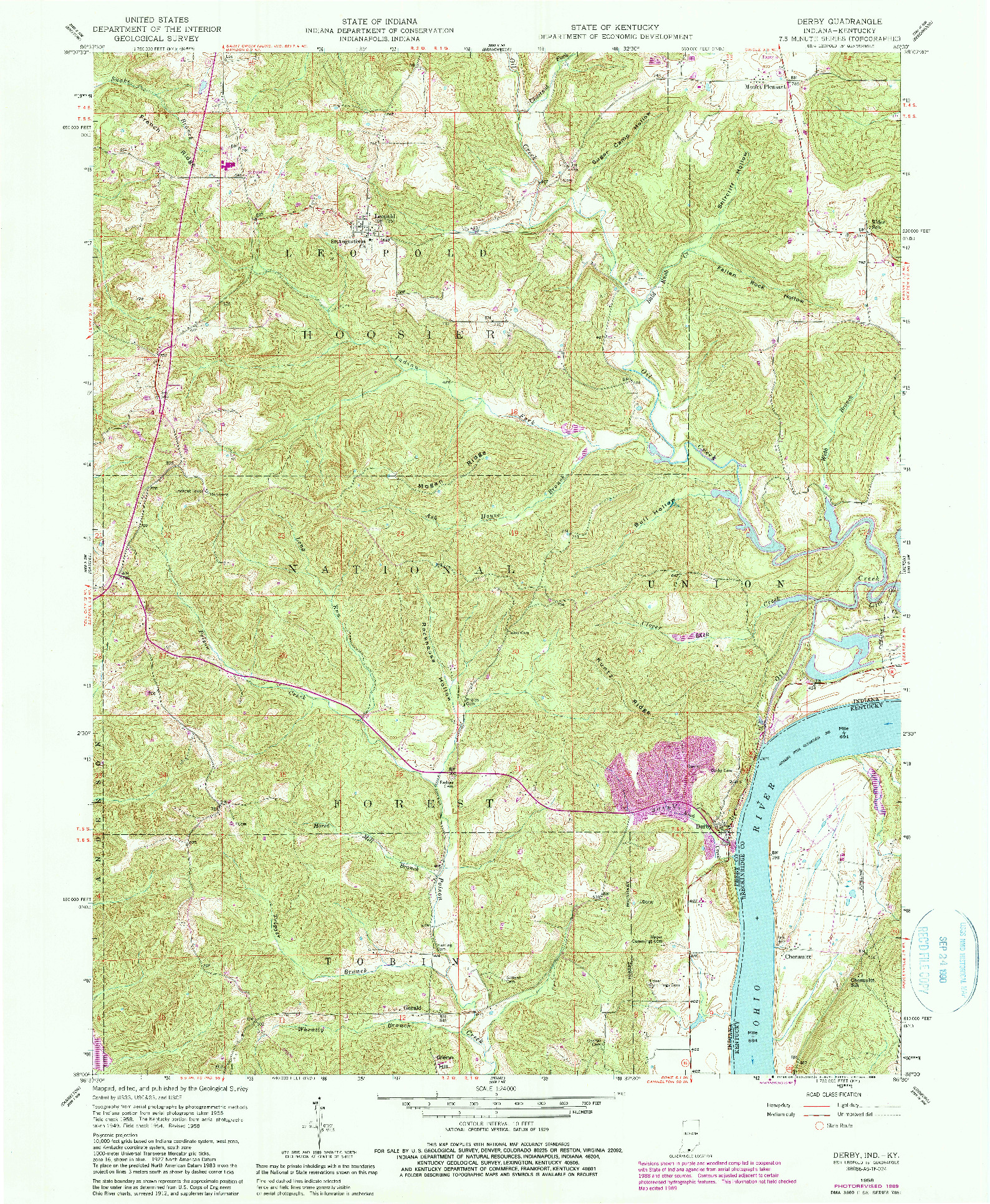 USGS 1:24000-SCALE QUADRANGLE FOR DERBY, IN 1958