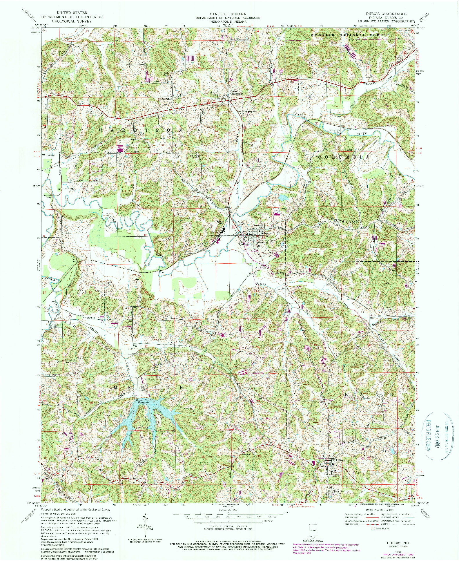 USGS 1:24000-SCALE QUADRANGLE FOR DUBOIS, IN 1969