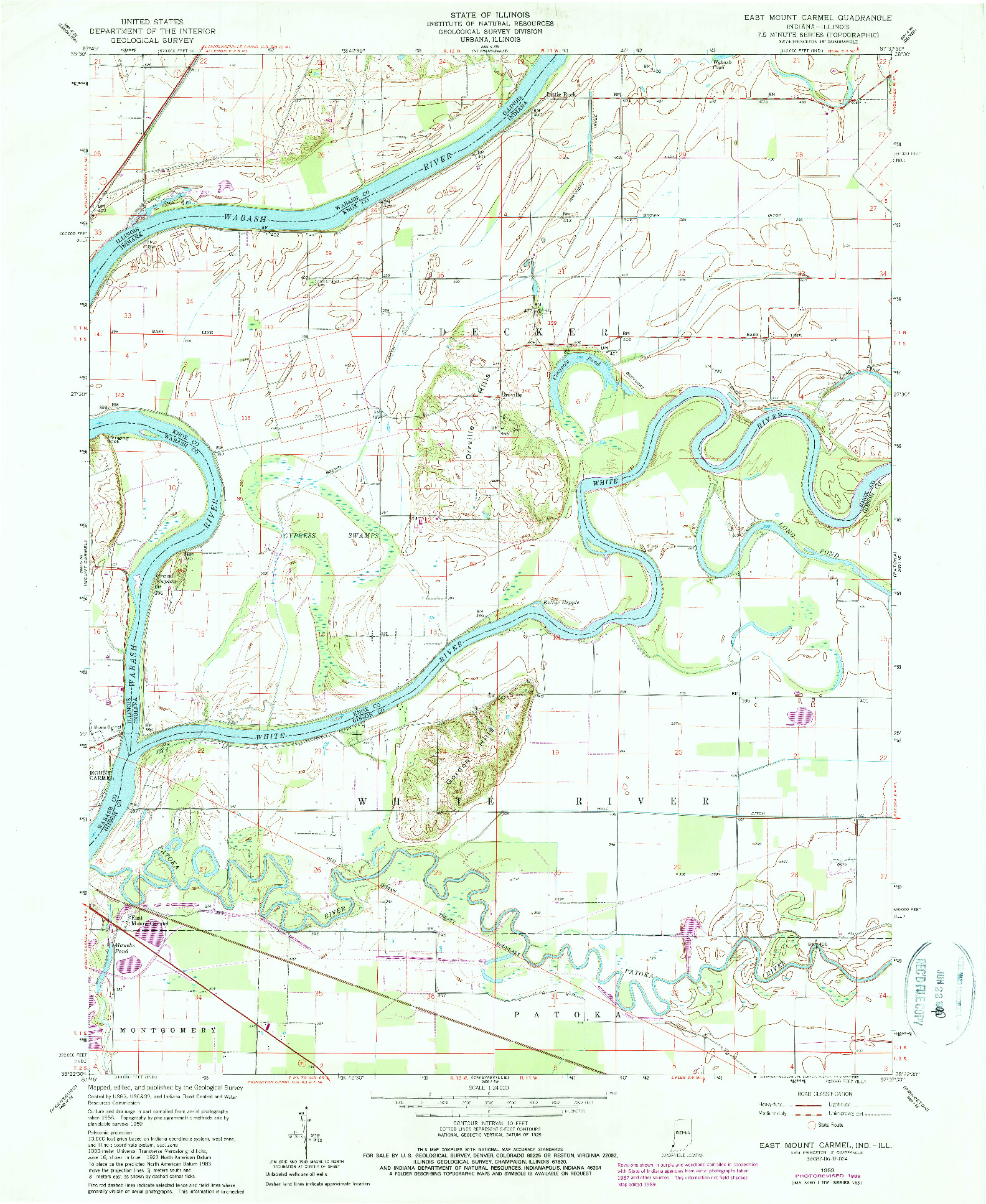 USGS 1:24000-SCALE QUADRANGLE FOR EAST MOUNT CARMEL, IN 1959