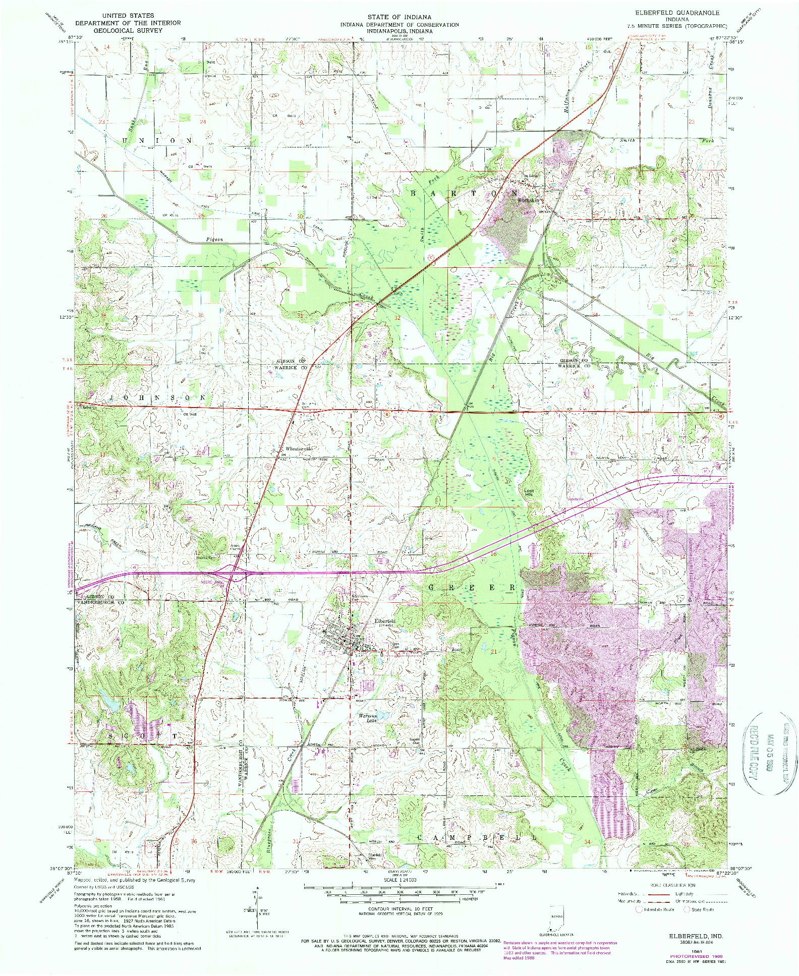 USGS 1:24000-SCALE QUADRANGLE FOR ELBERFELD, IN 1961
