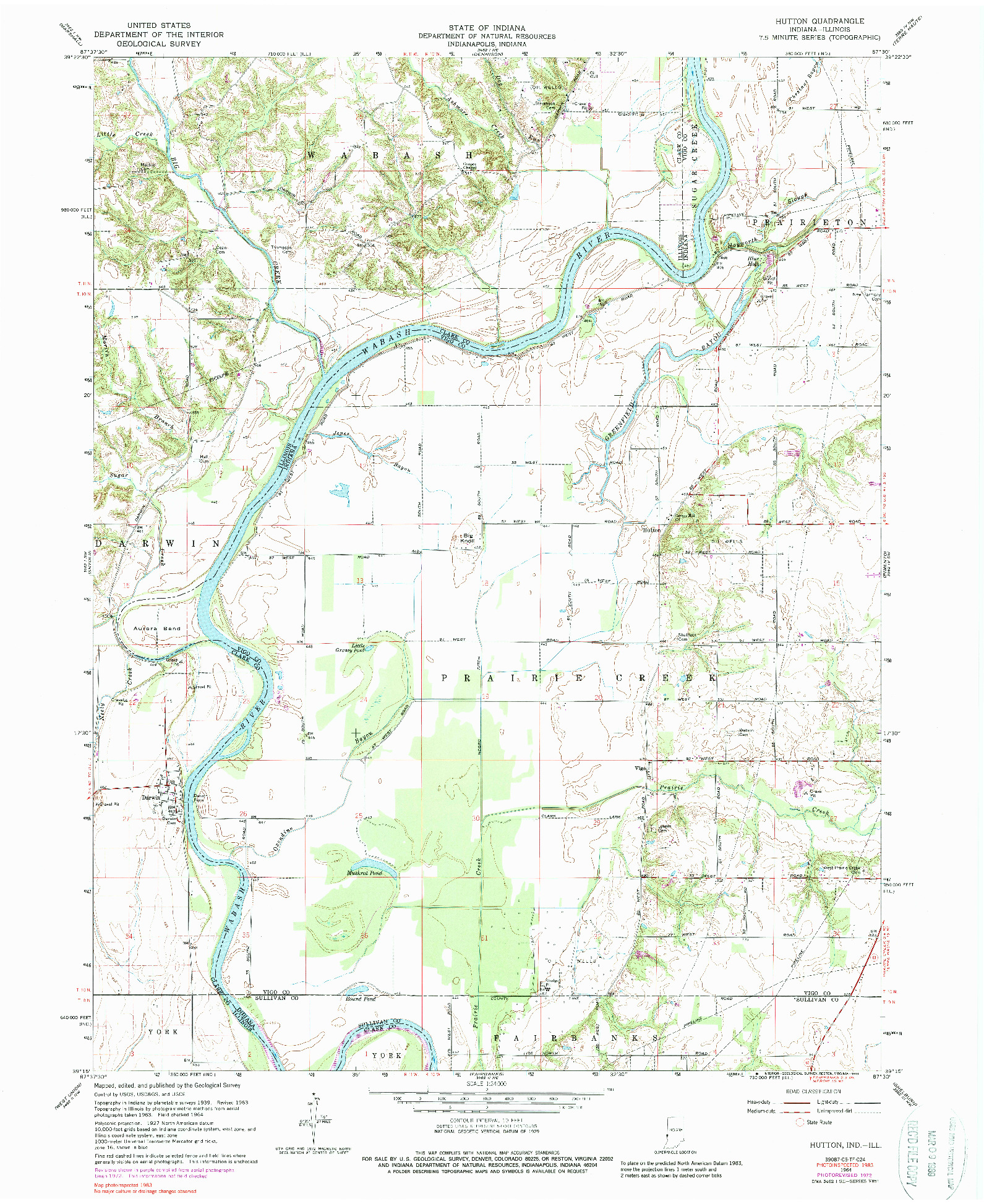 USGS 1:24000-SCALE QUADRANGLE FOR HUTTON, IN 1964