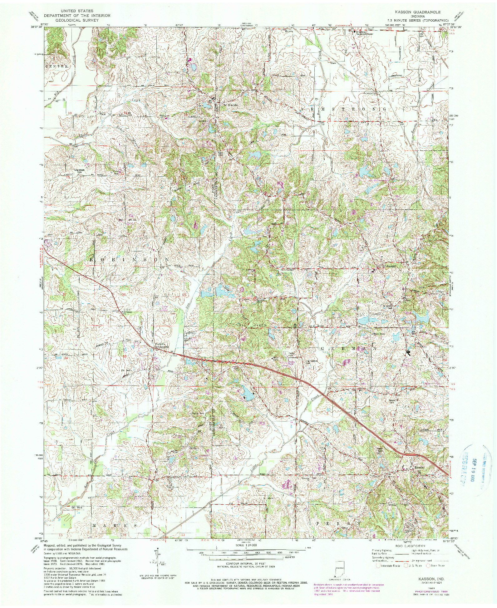 USGS 1:24000-SCALE QUADRANGLE FOR KASSON, IN 1981