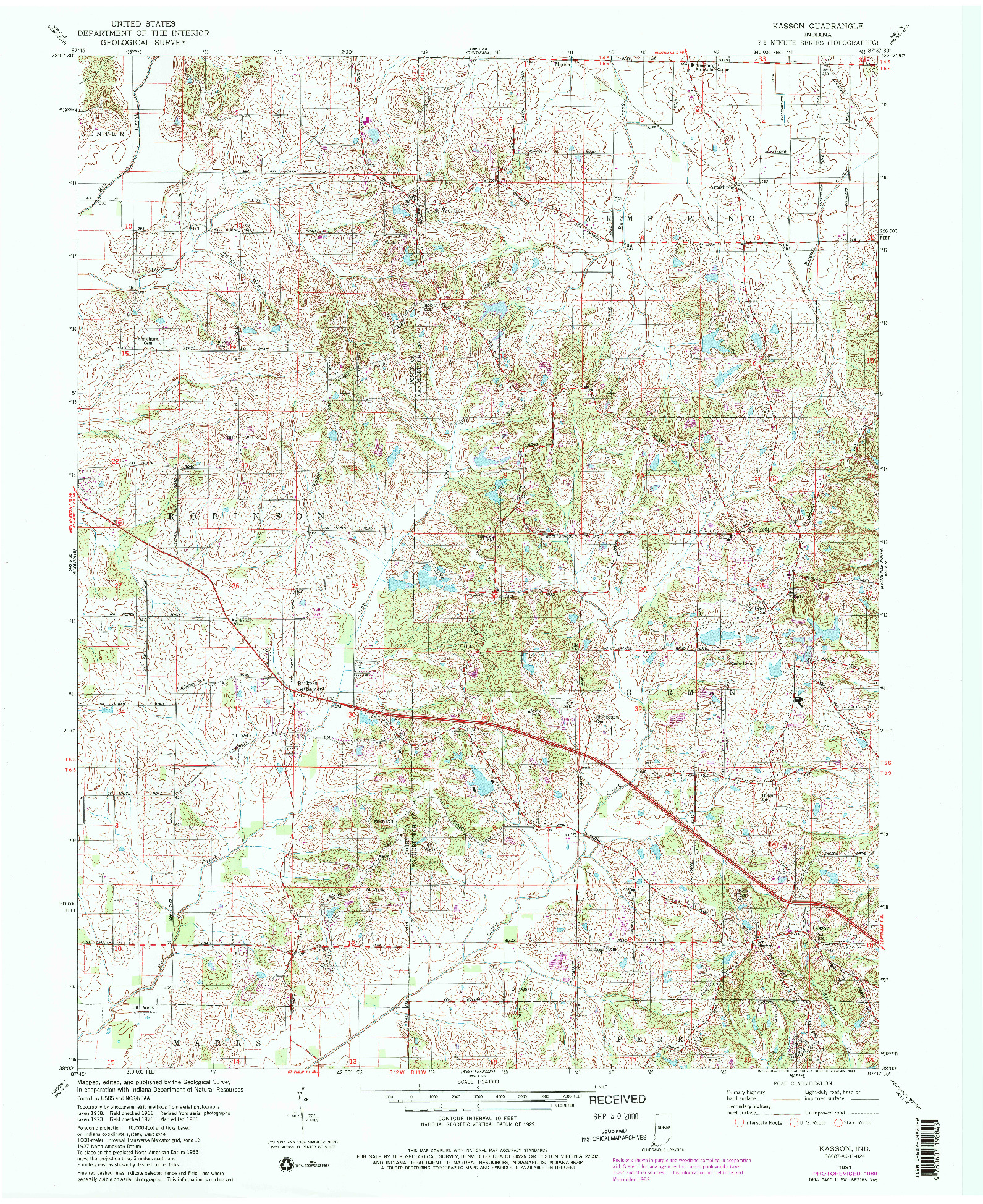 USGS 1:24000-SCALE QUADRANGLE FOR KASSON, IN 1981