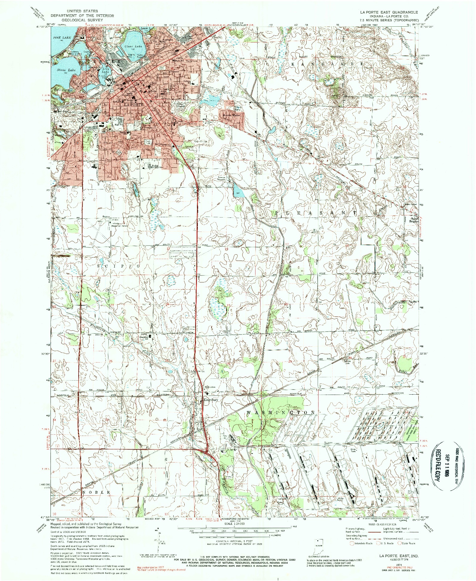 USGS 1:24000-SCALE QUADRANGLE FOR LA PORTE EAST, IN 1977