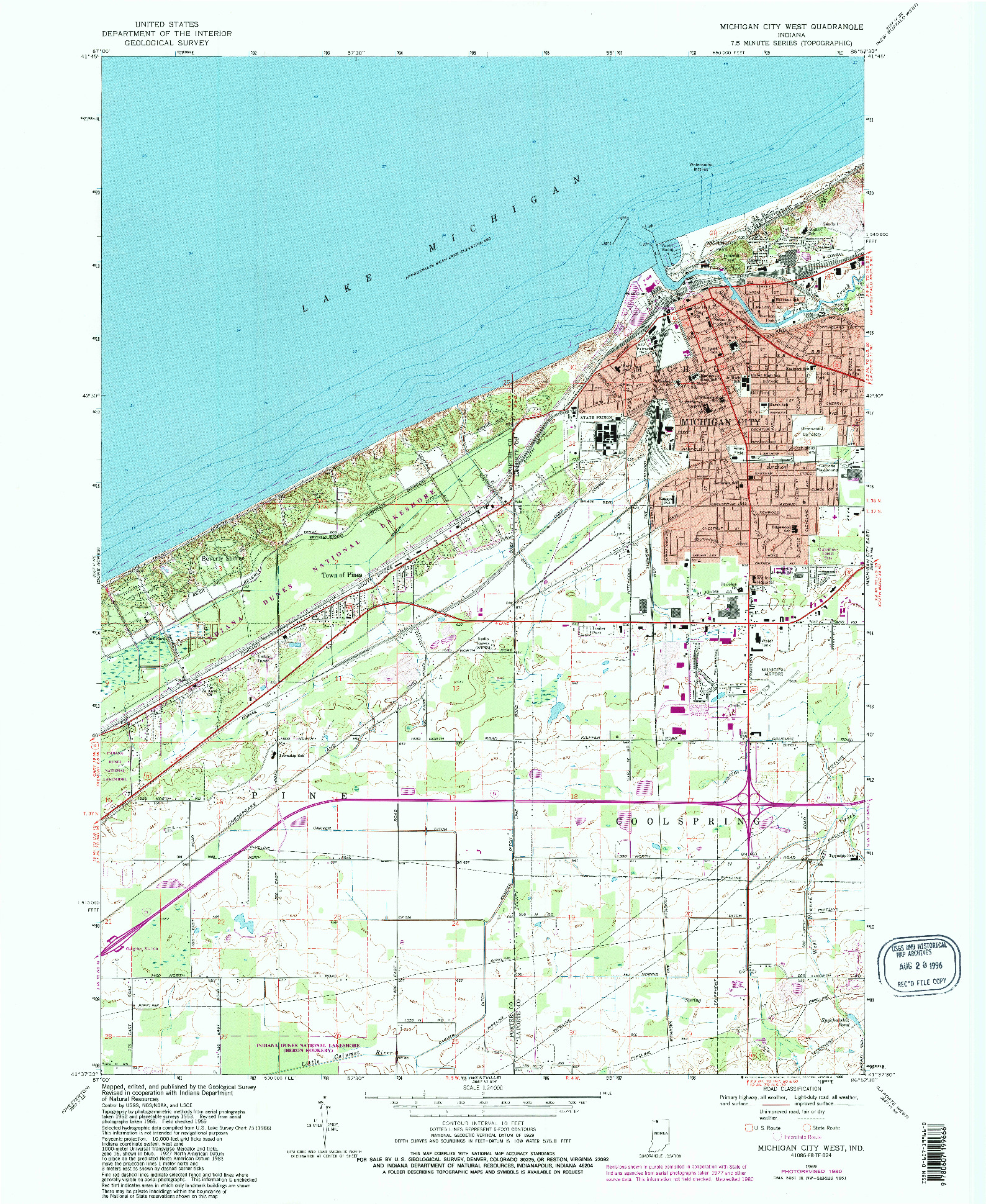 USGS 1:24000-SCALE QUADRANGLE FOR MICHIGAN CITY WEST, IN 1969