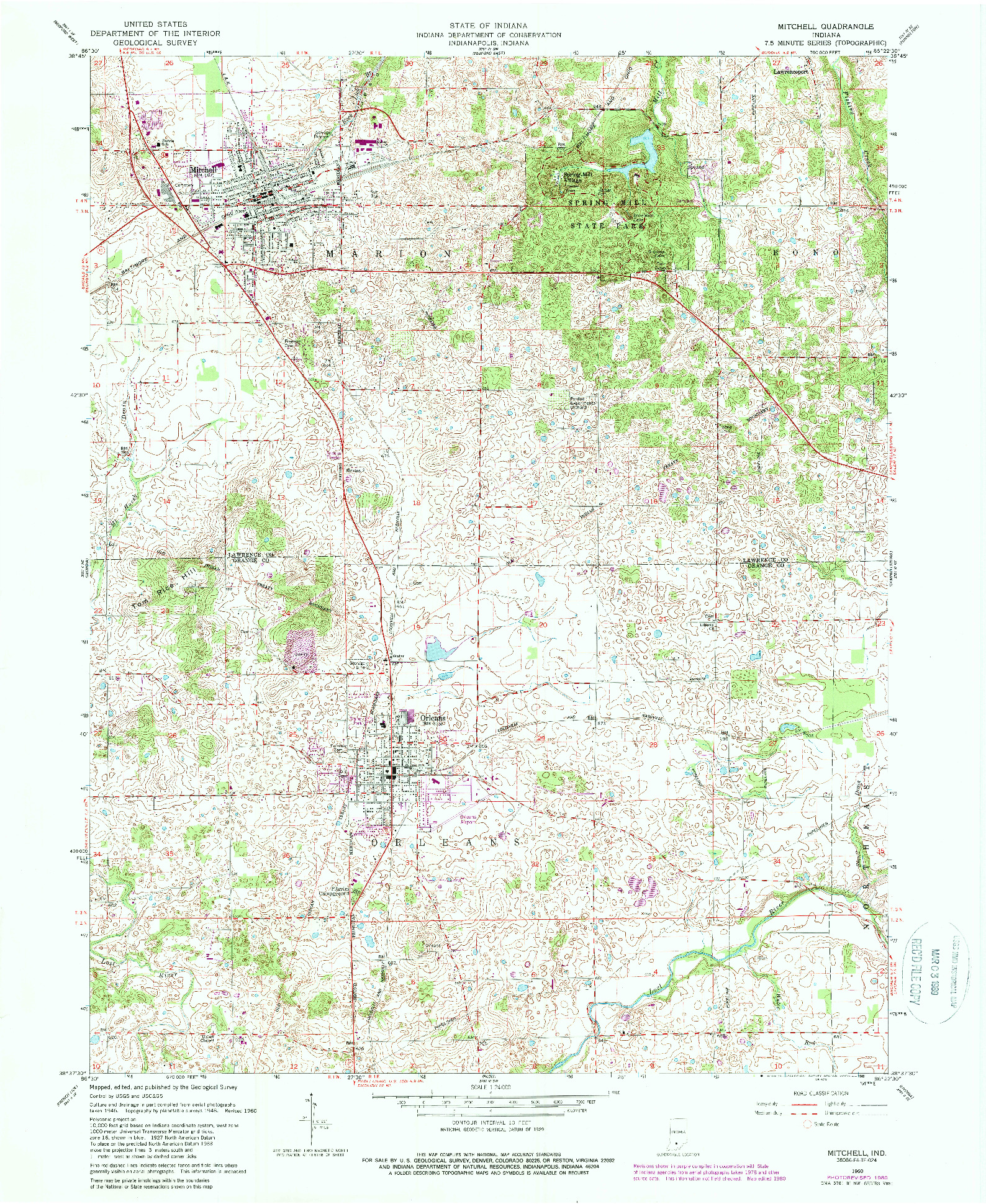 USGS 1:24000-SCALE QUADRANGLE FOR MITCHELL, IN 1960