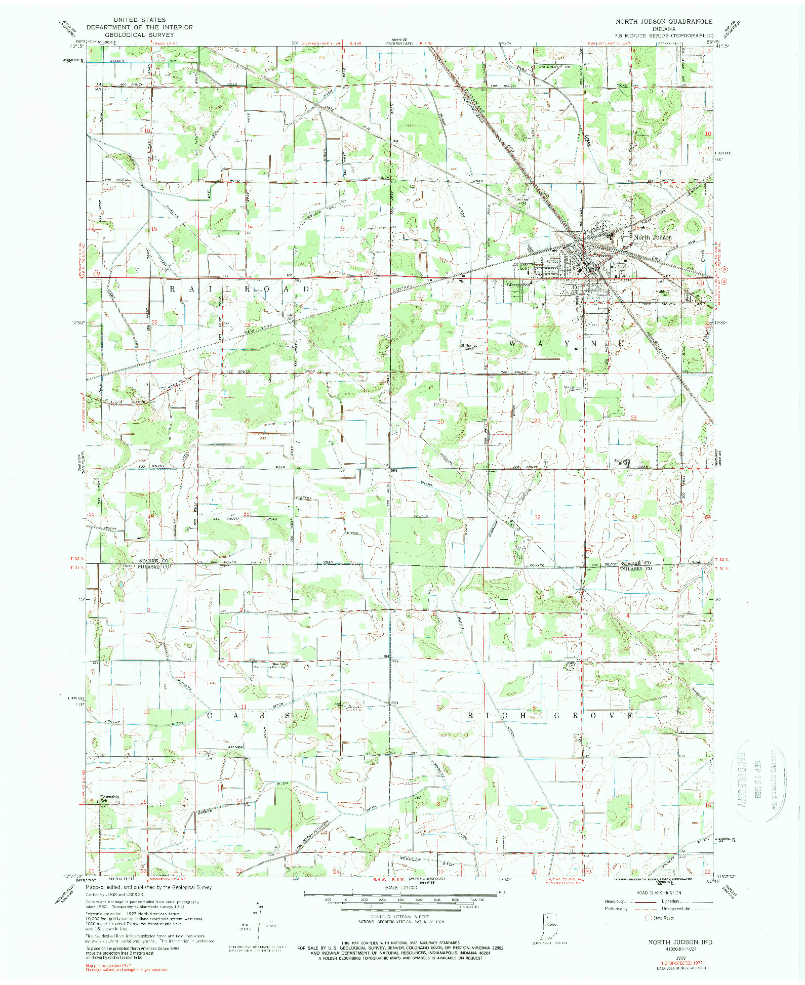 USGS 1:24000-SCALE QUADRANGLE FOR NORTH JUDSON, IN 1959