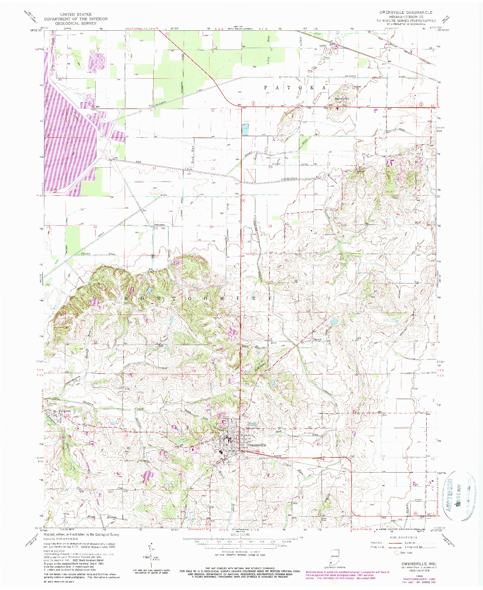 USGS 1:24000-SCALE QUADRANGLE FOR OWENSVILLE, IN 1959
